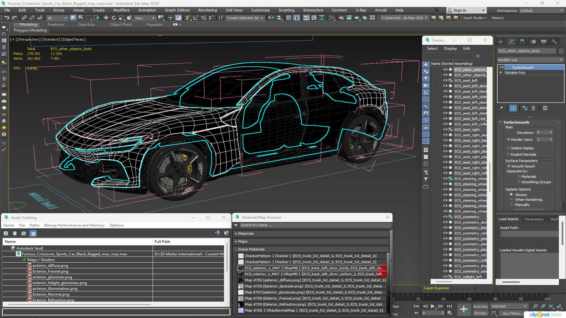 3D Furious Crossover Sports Car Black Rigged