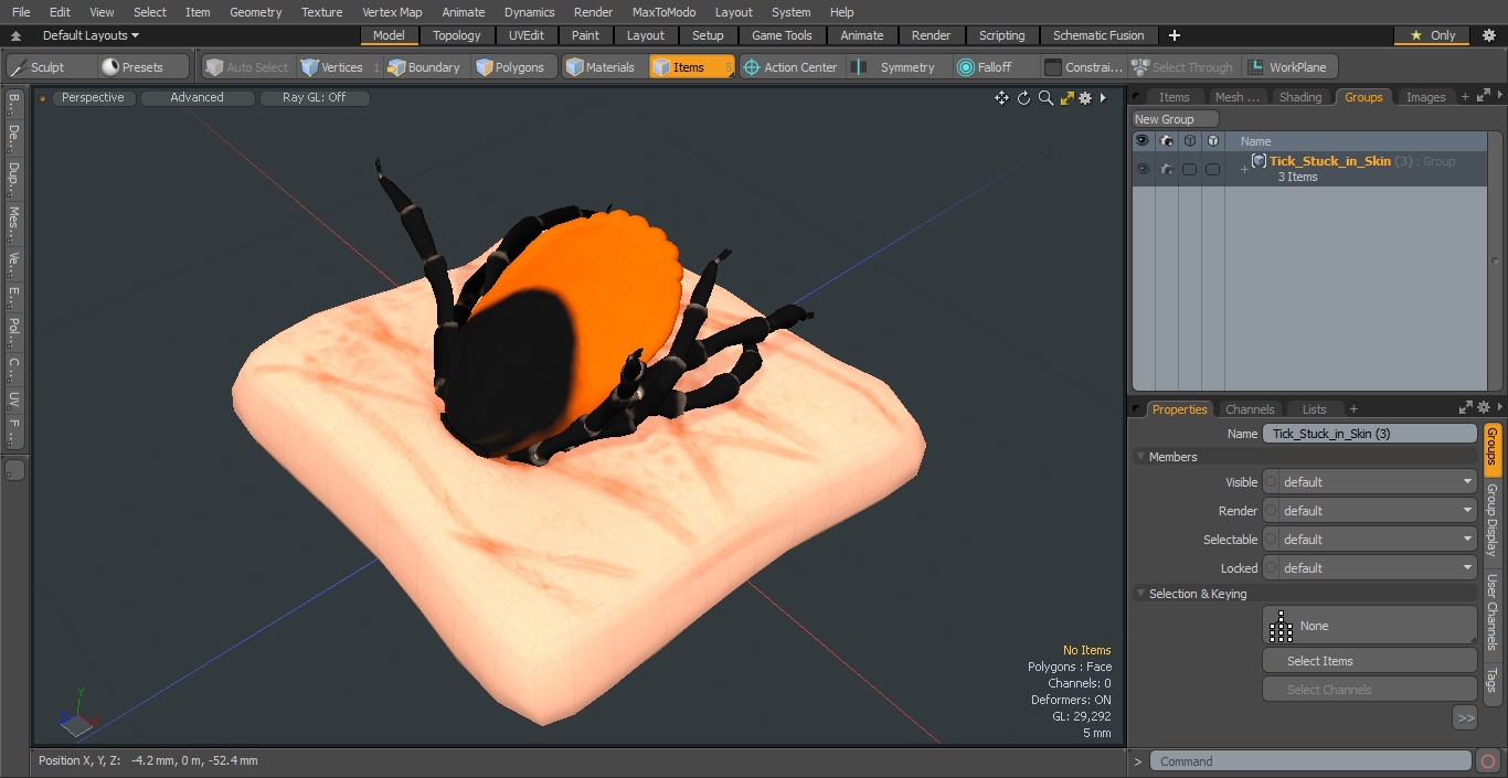 3D Tick Stuck in Skin model