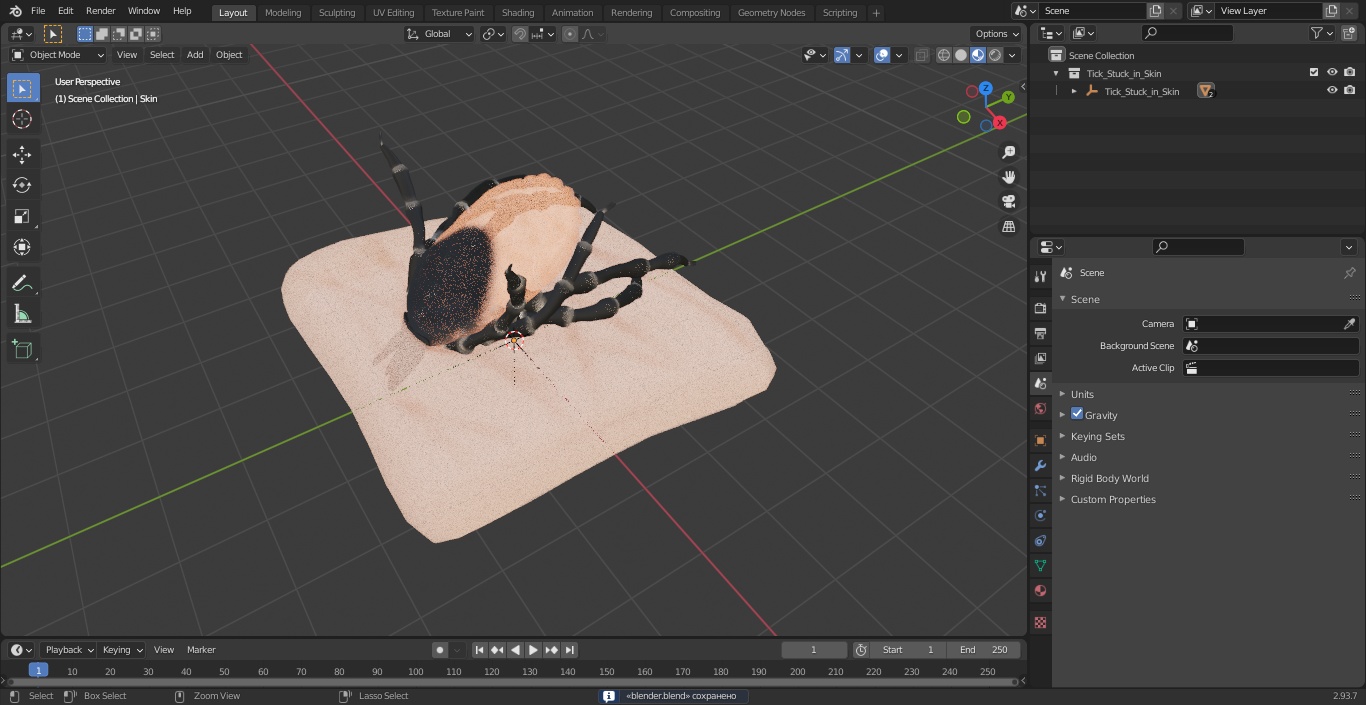 3D Tick Stuck in Skin model