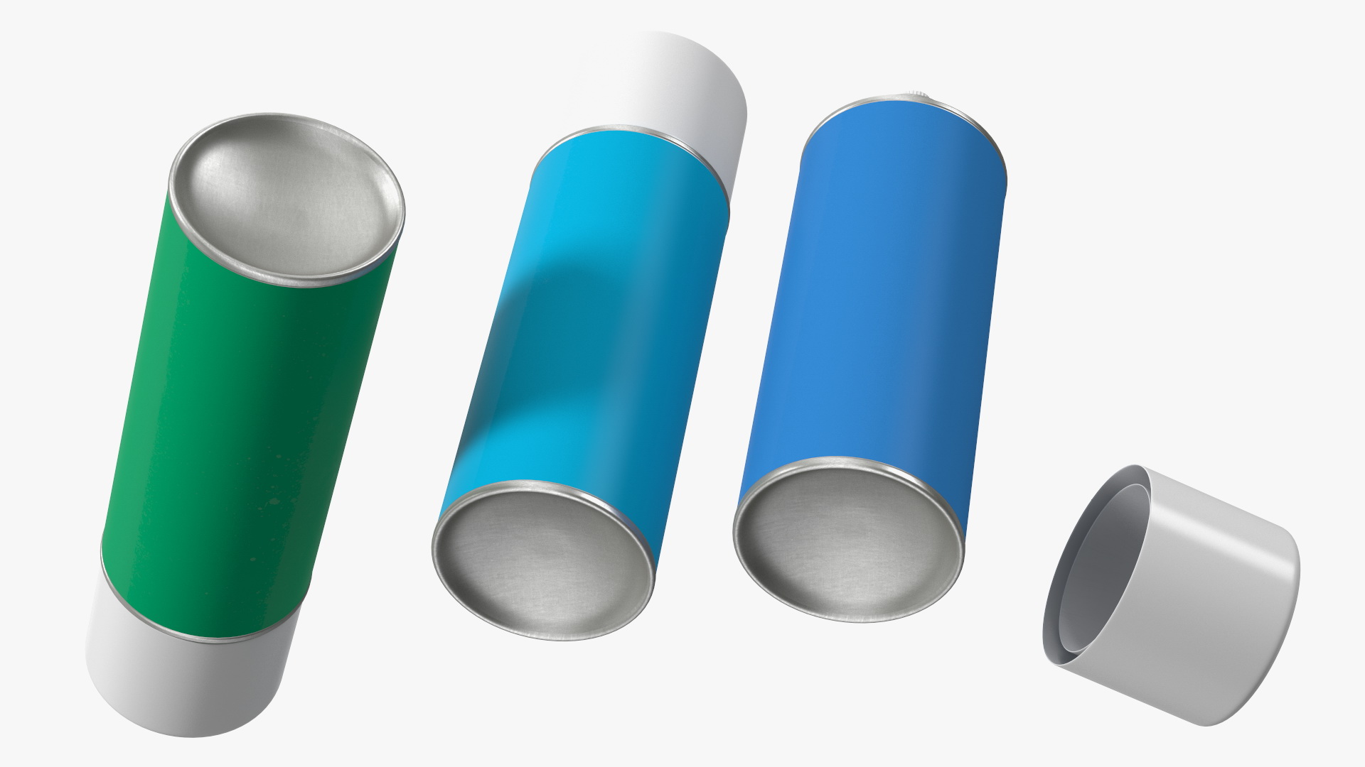 3D Recycling Aerosol Cans Cool Colors Set model