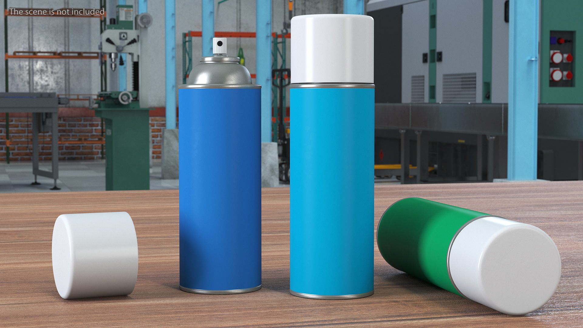3D Recycling Aerosol Cans Cool Colors Set model