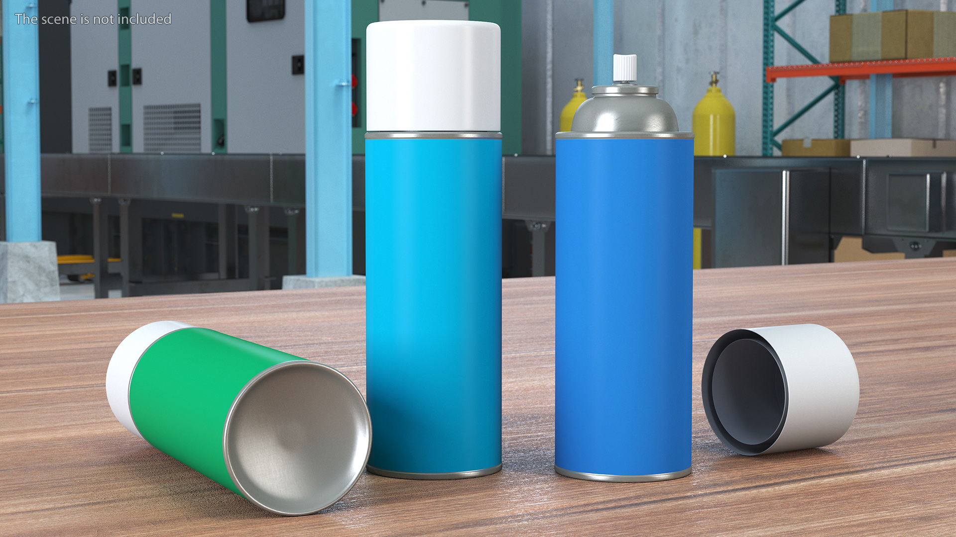 3D Recycling Aerosol Cans Cool Colors Set model