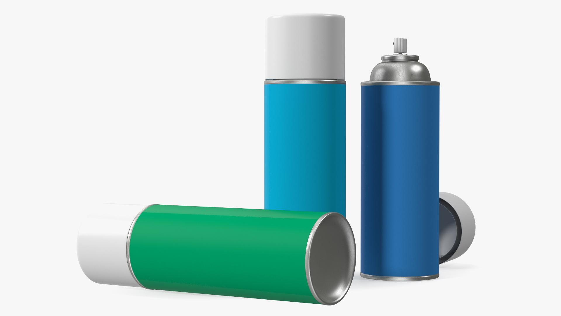 3D Recycling Aerosol Cans Cool Colors Set model