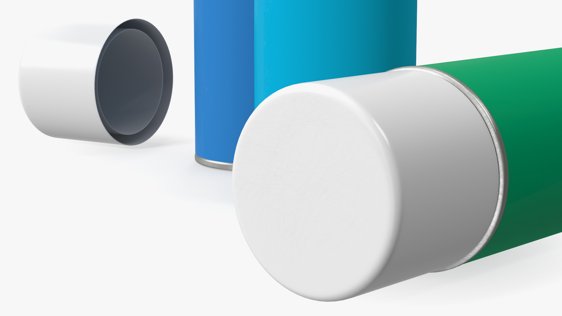 3D Recycling Aerosol Cans Cool Colors Set model