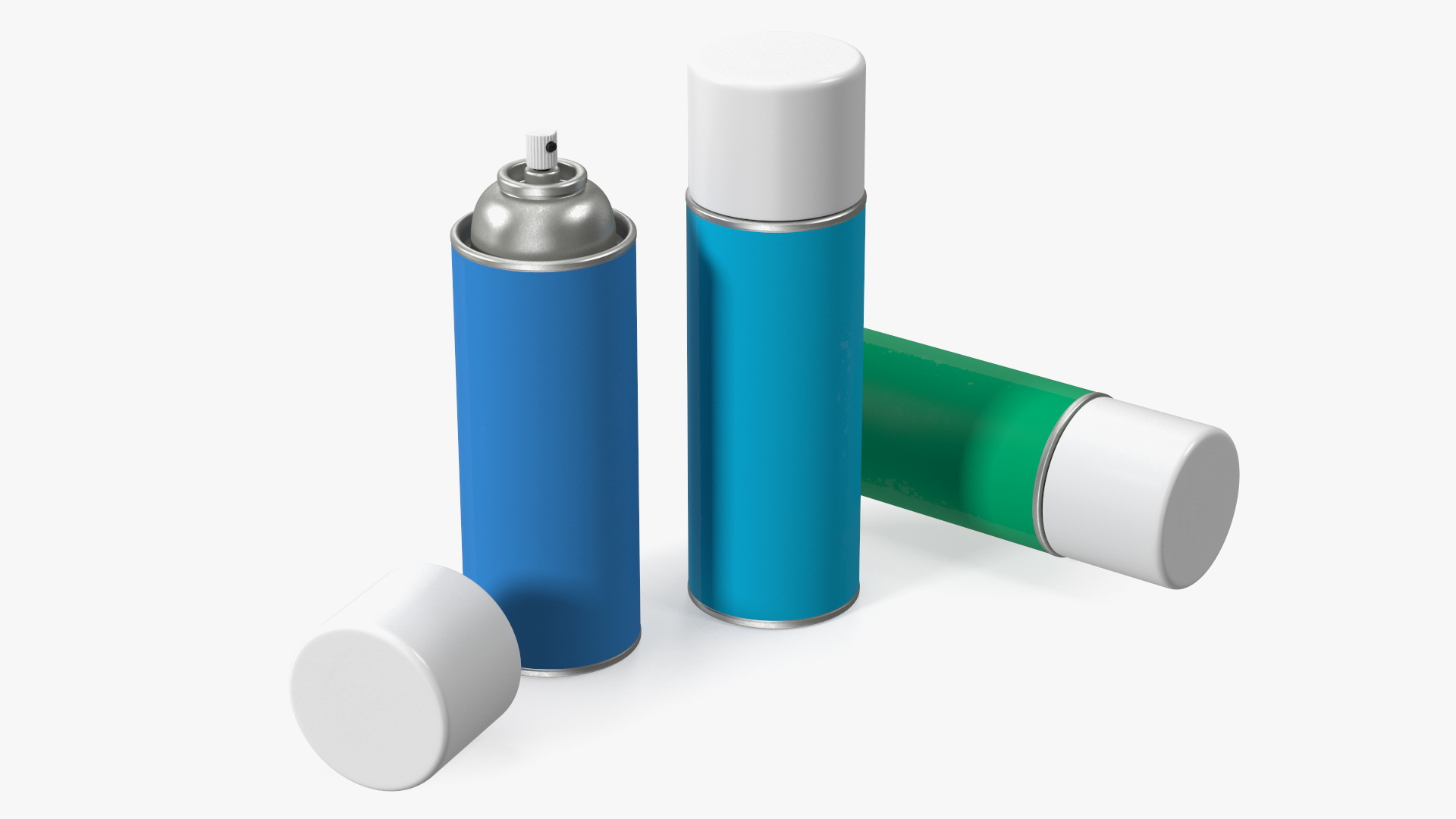 3D Recycling Aerosol Cans Cool Colors Set model