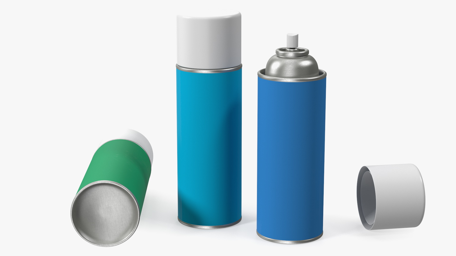 3D Recycling Aerosol Cans Cool Colors Set model
