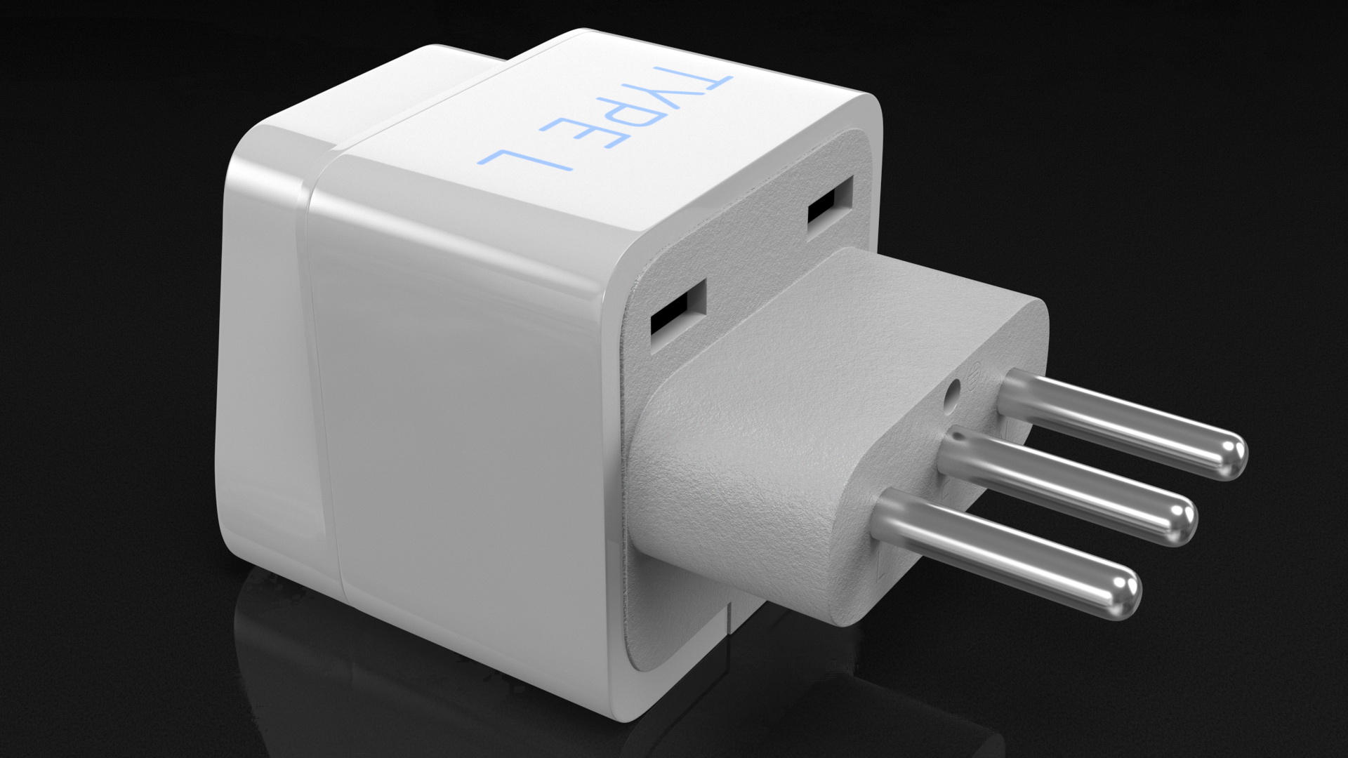 3D model Type L Universal Plug Adapter White