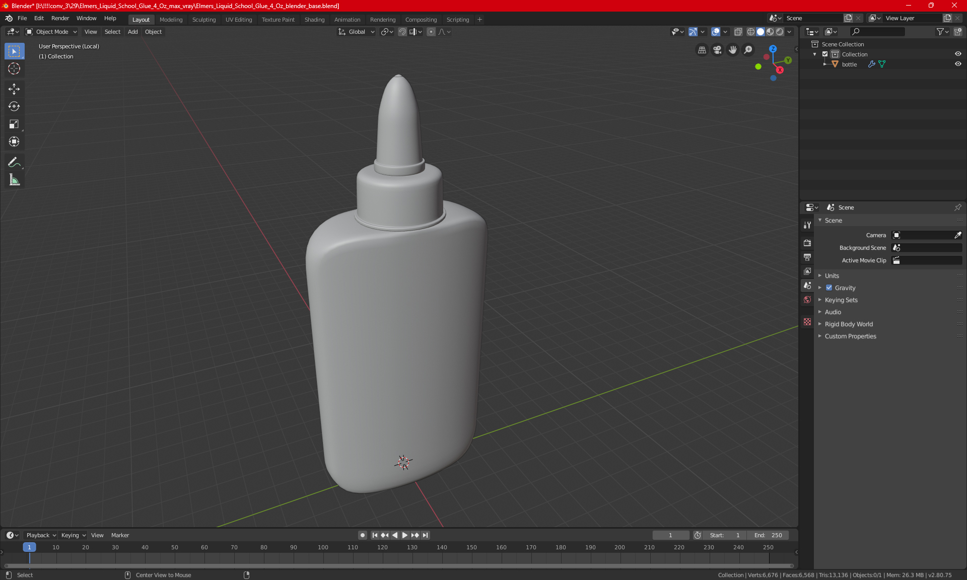3D model Elmers Liquid School Glue 4 Oz