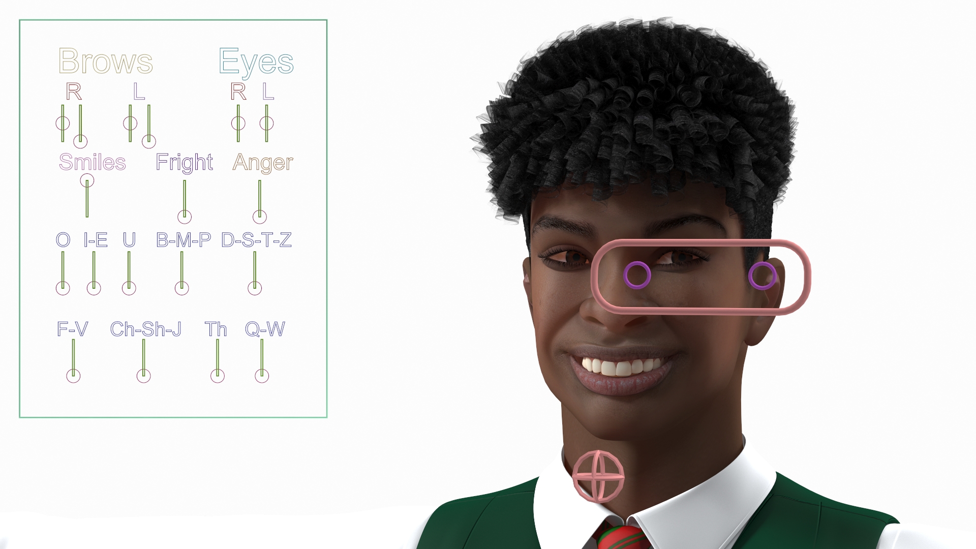 3D Black Teenager Dark Skin School Uniform Rigged