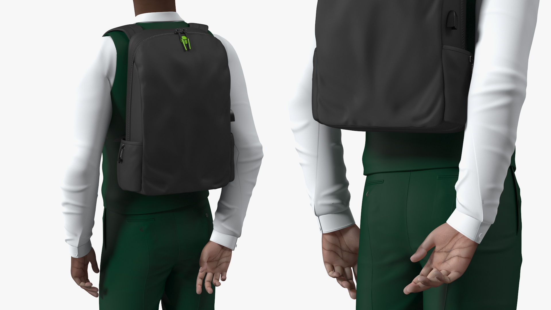 3D Black Teenager Dark Skin School Uniform Rigged
