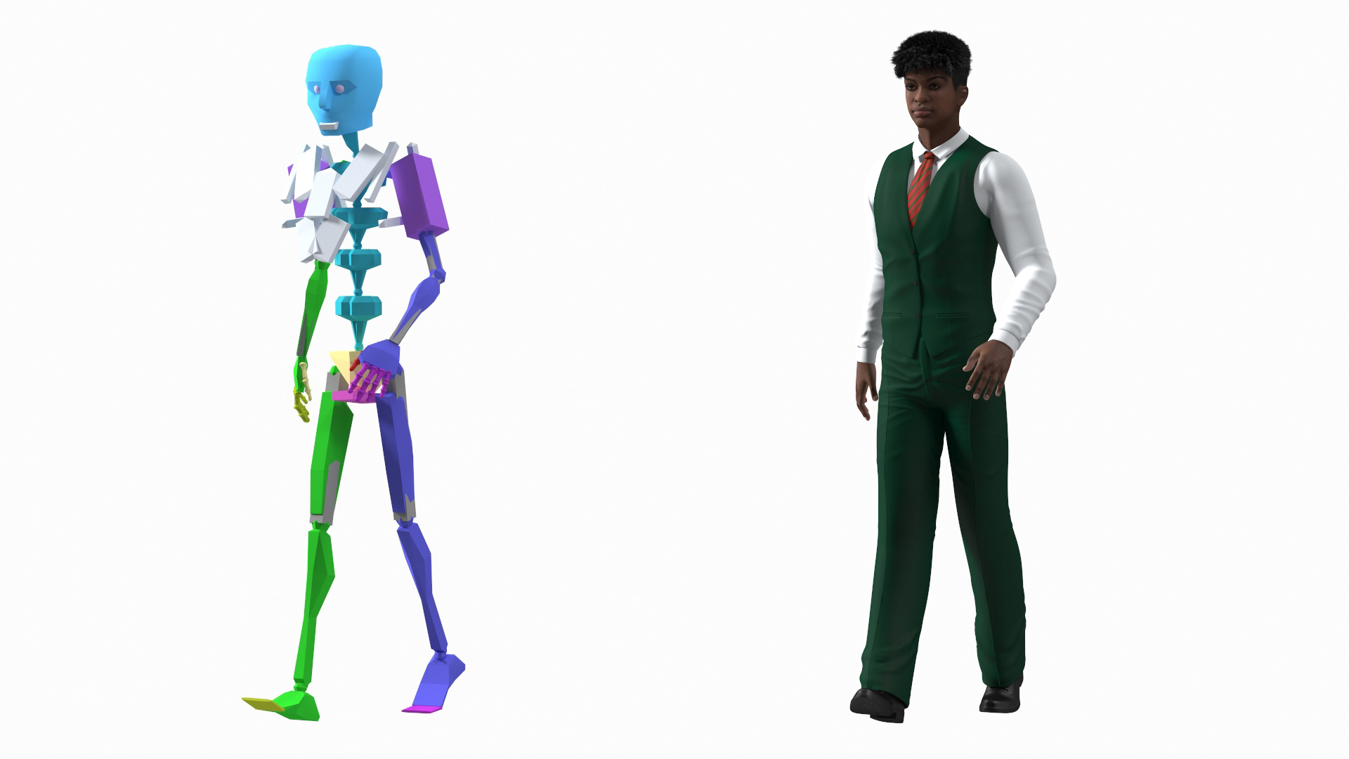 3D Black Teenager Dark Skin School Uniform Rigged