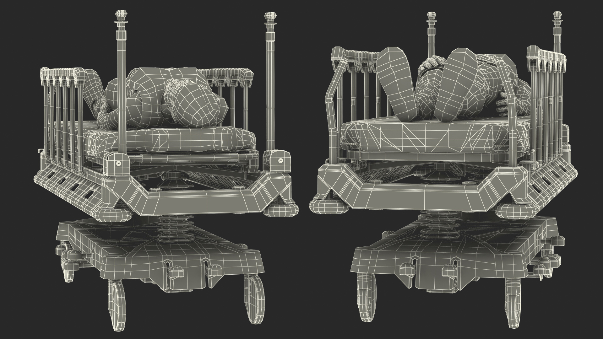 3D Emergency Transport Bed with Patient