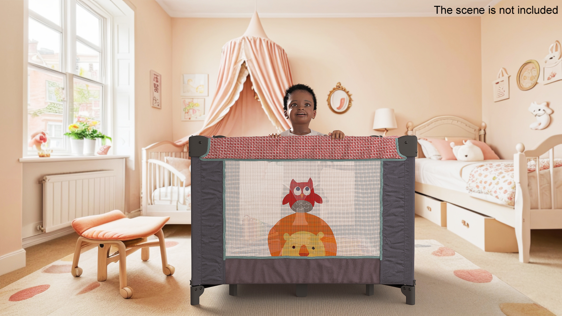 3D African Toddler Boy in Textile Playpen model