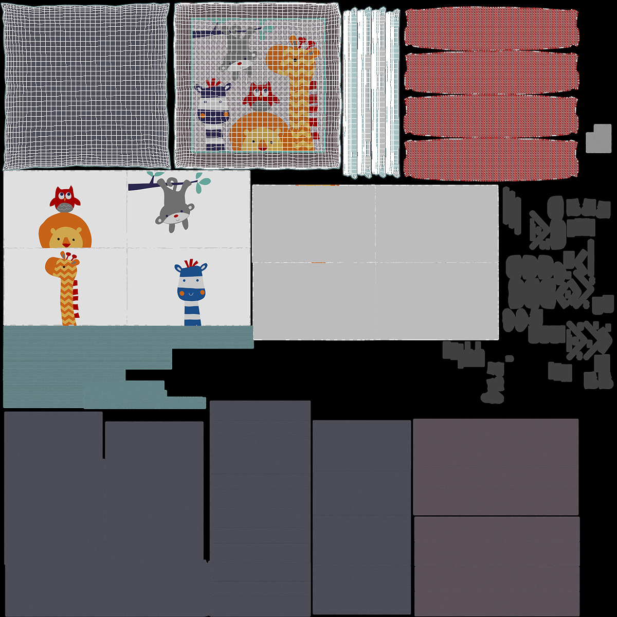 3D African Toddler Boy in Textile Playpen model