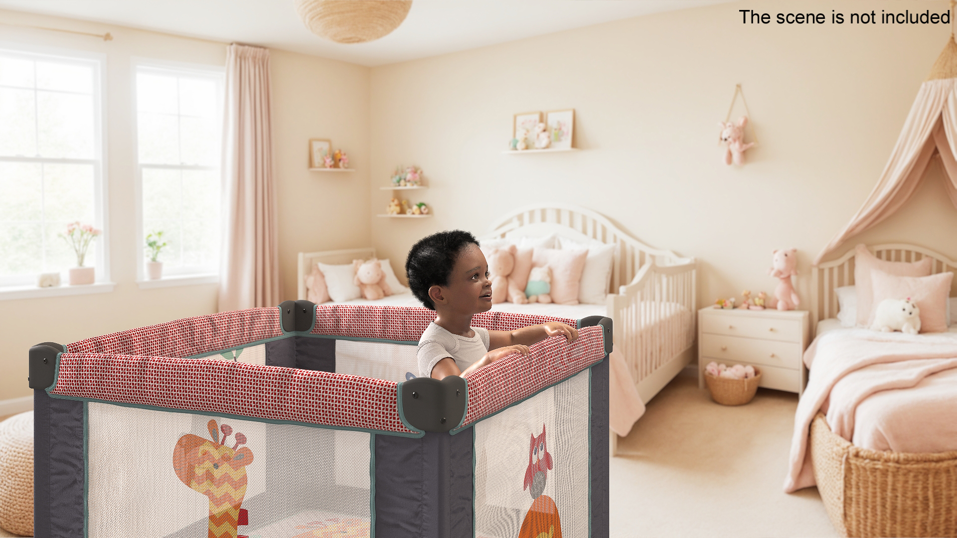 3D African Toddler Boy in Textile Playpen model