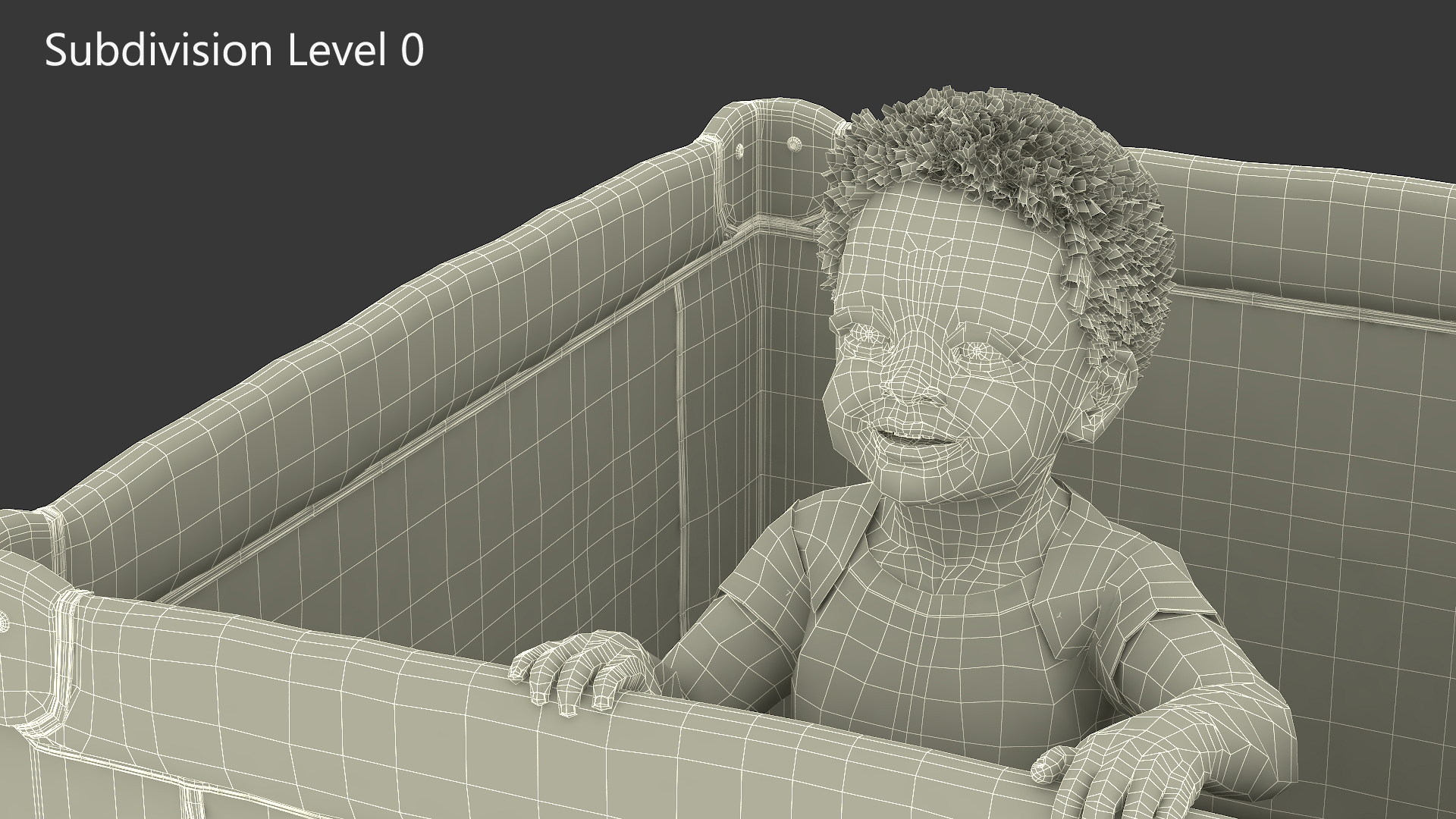 3D African Toddler Boy in Textile Playpen model
