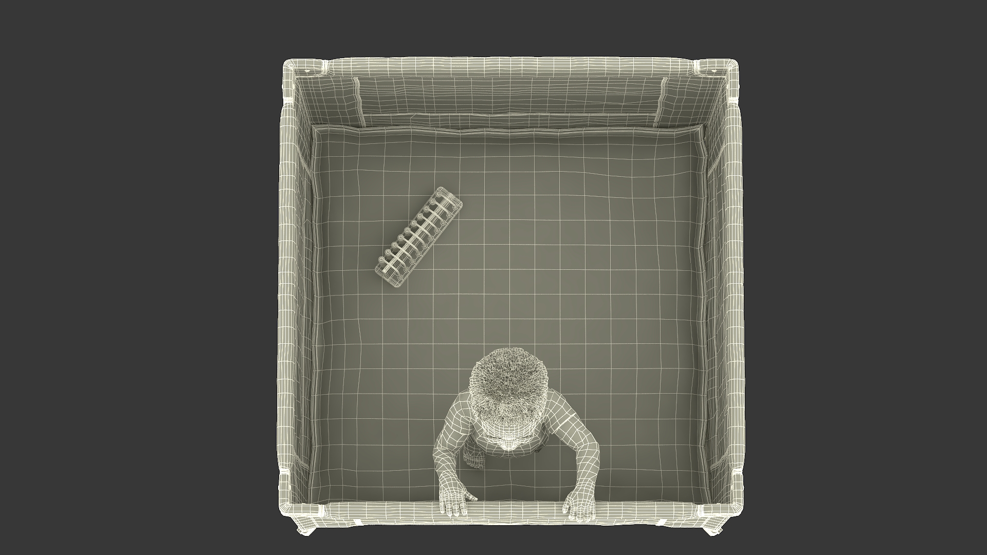 3D African Toddler Boy in Textile Playpen model