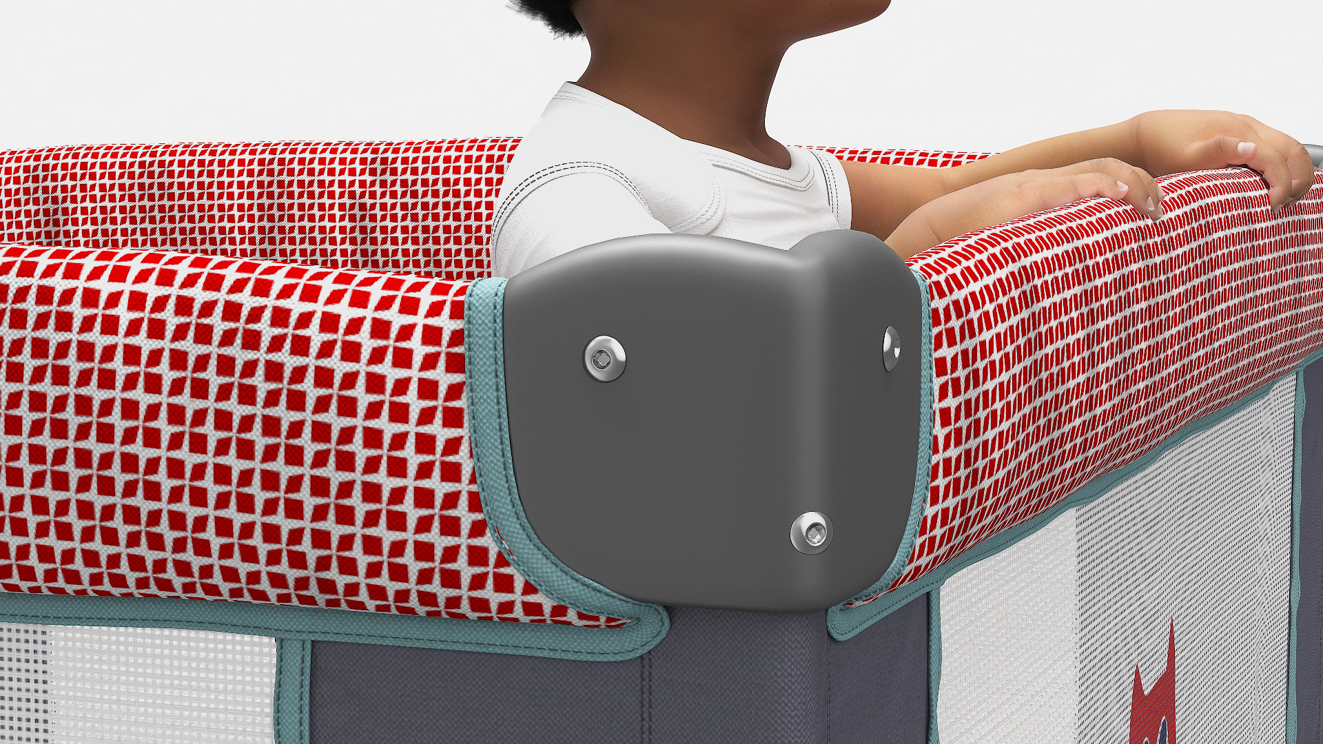 3D African Toddler Boy in Textile Playpen model
