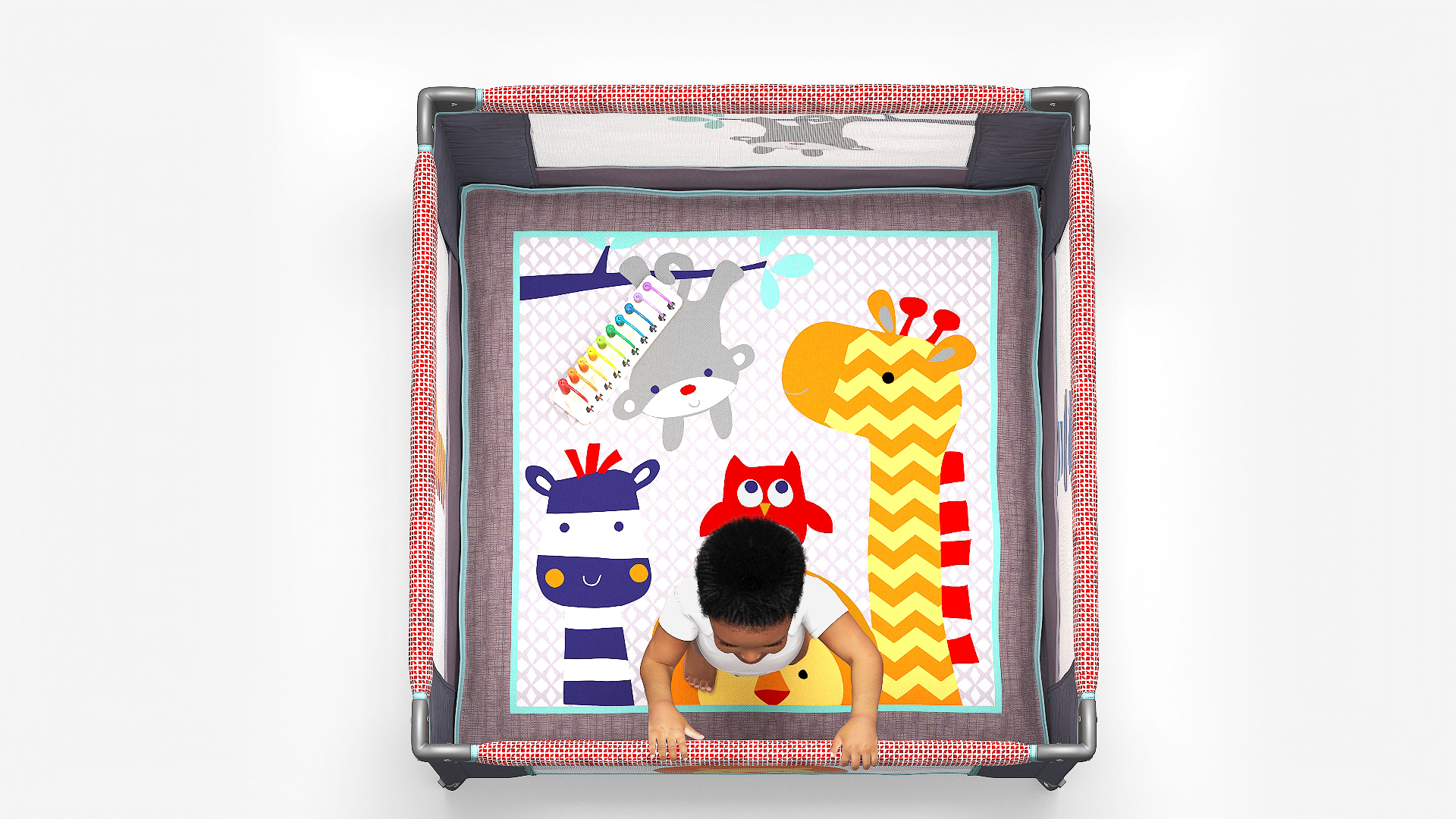 3D African Toddler Boy in Textile Playpen model