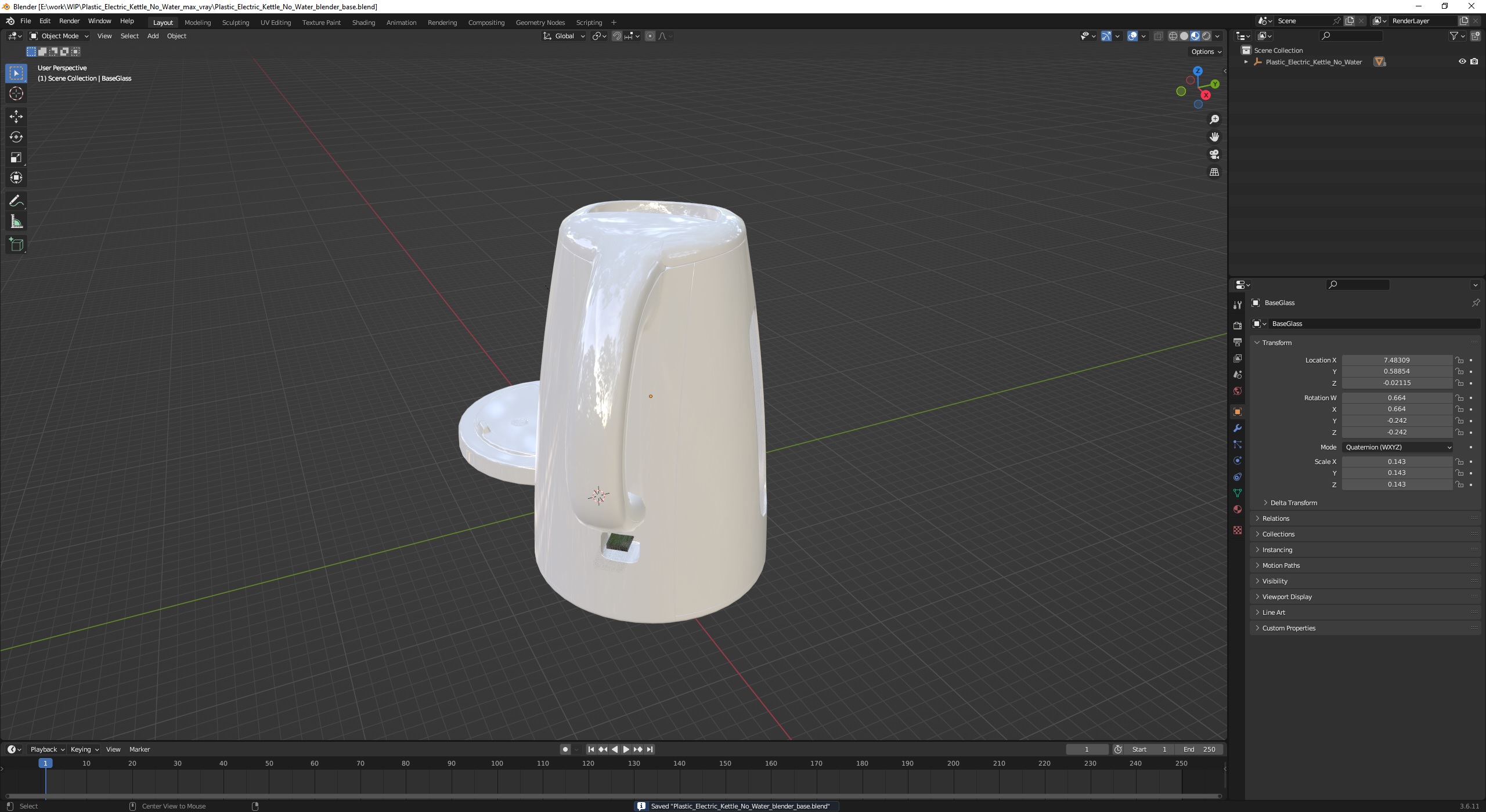 Plastic Electric Kettle No Water 3D