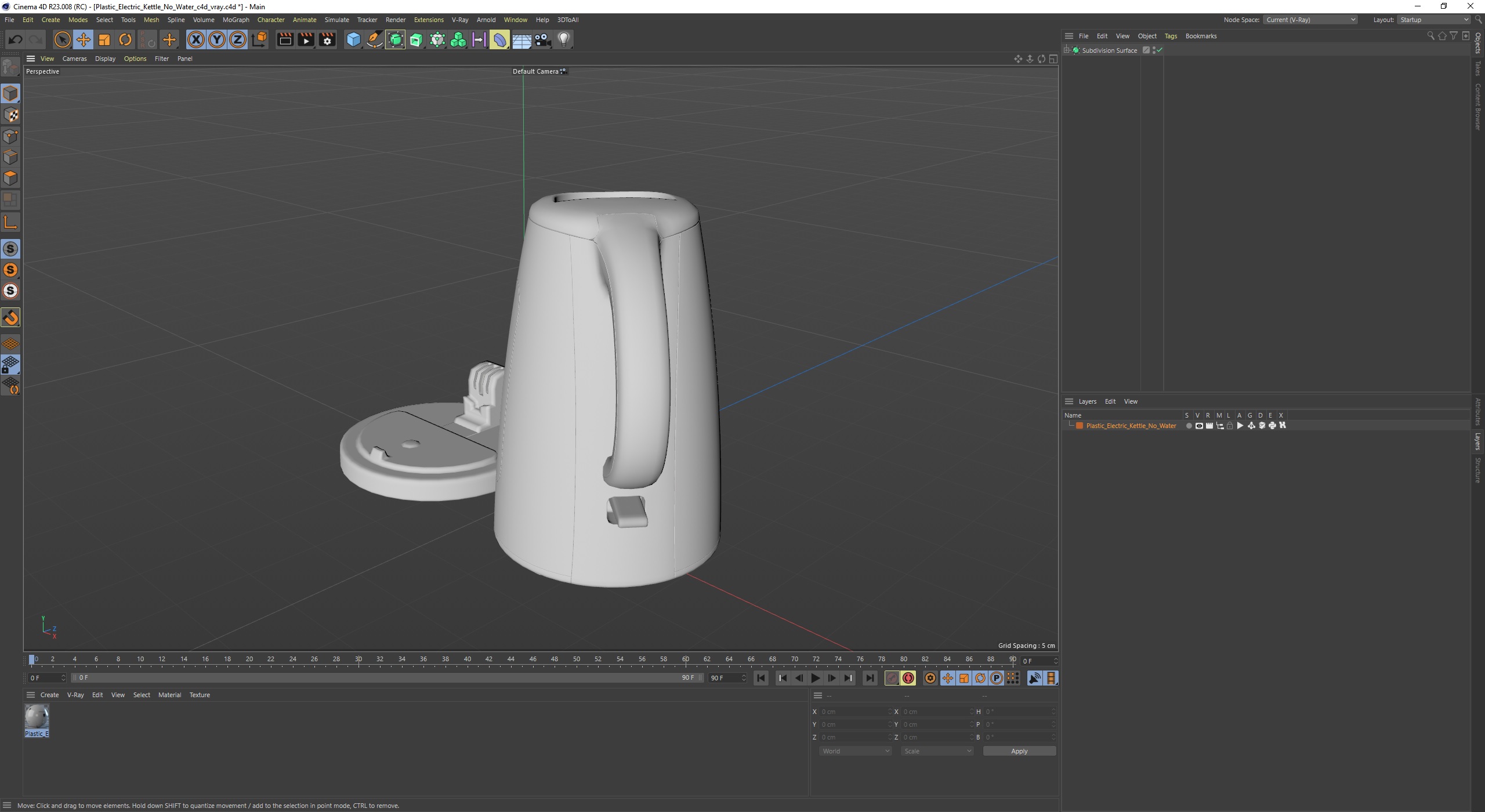 Plastic Electric Kettle No Water 3D