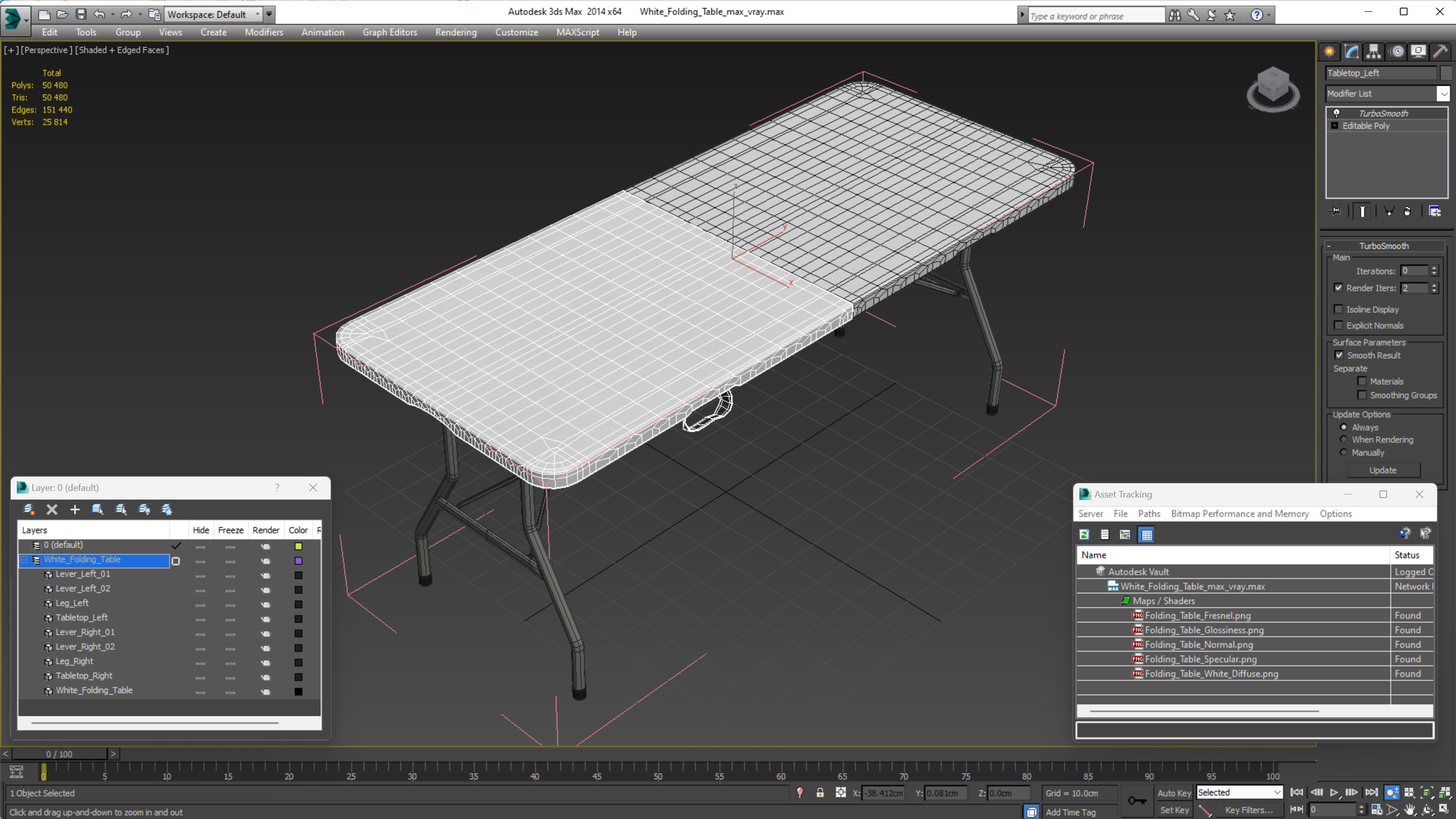 White Folding Table 3D model