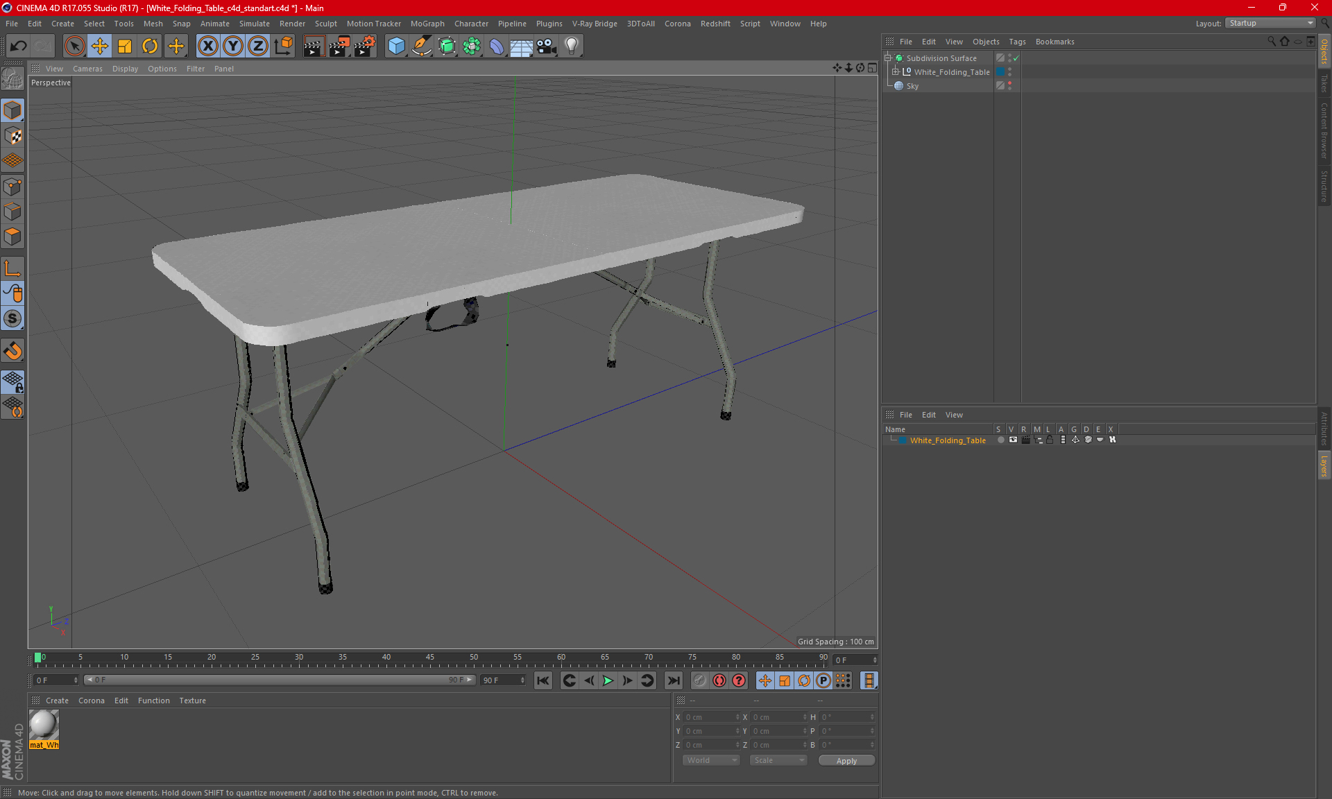 White Folding Table 3D model