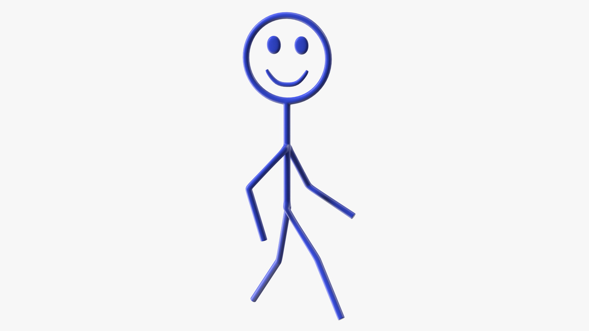 3D Blue Stickman Walking Pose