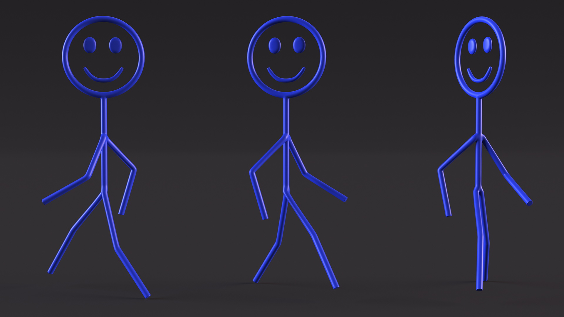 3D Blue Stickman Walking Pose