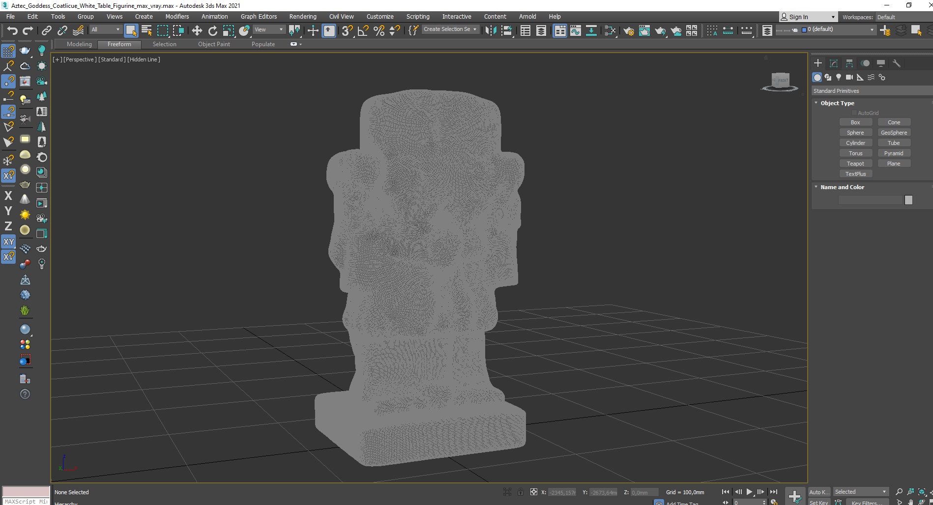 Aztec Goddess Coatlicue White Table Figurine for 3D Print 3D