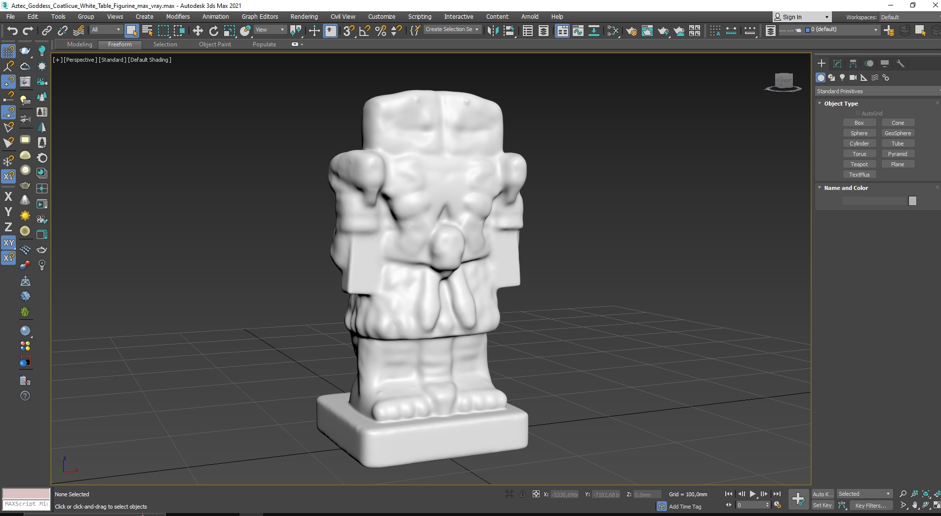Aztec Goddess Coatlicue White Table Figurine for 3D Print 3D