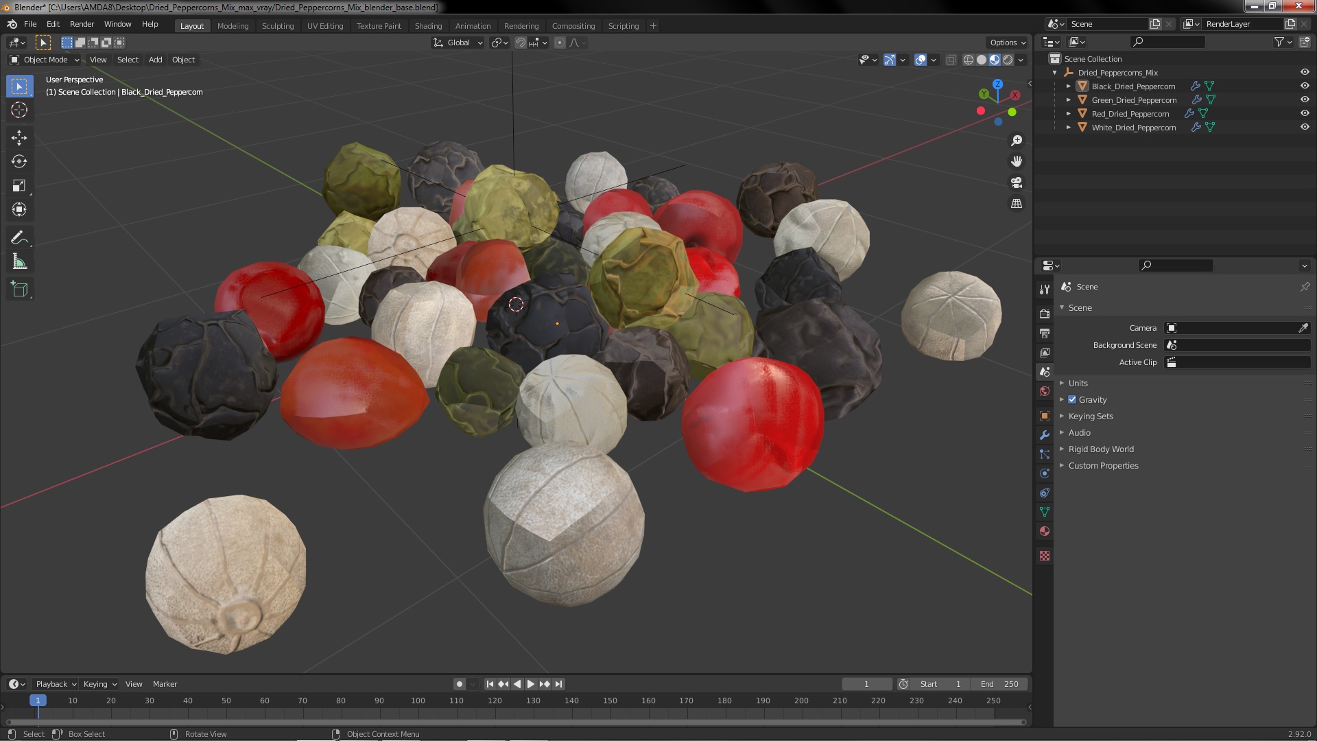 3D Dried Peppercorns Mix