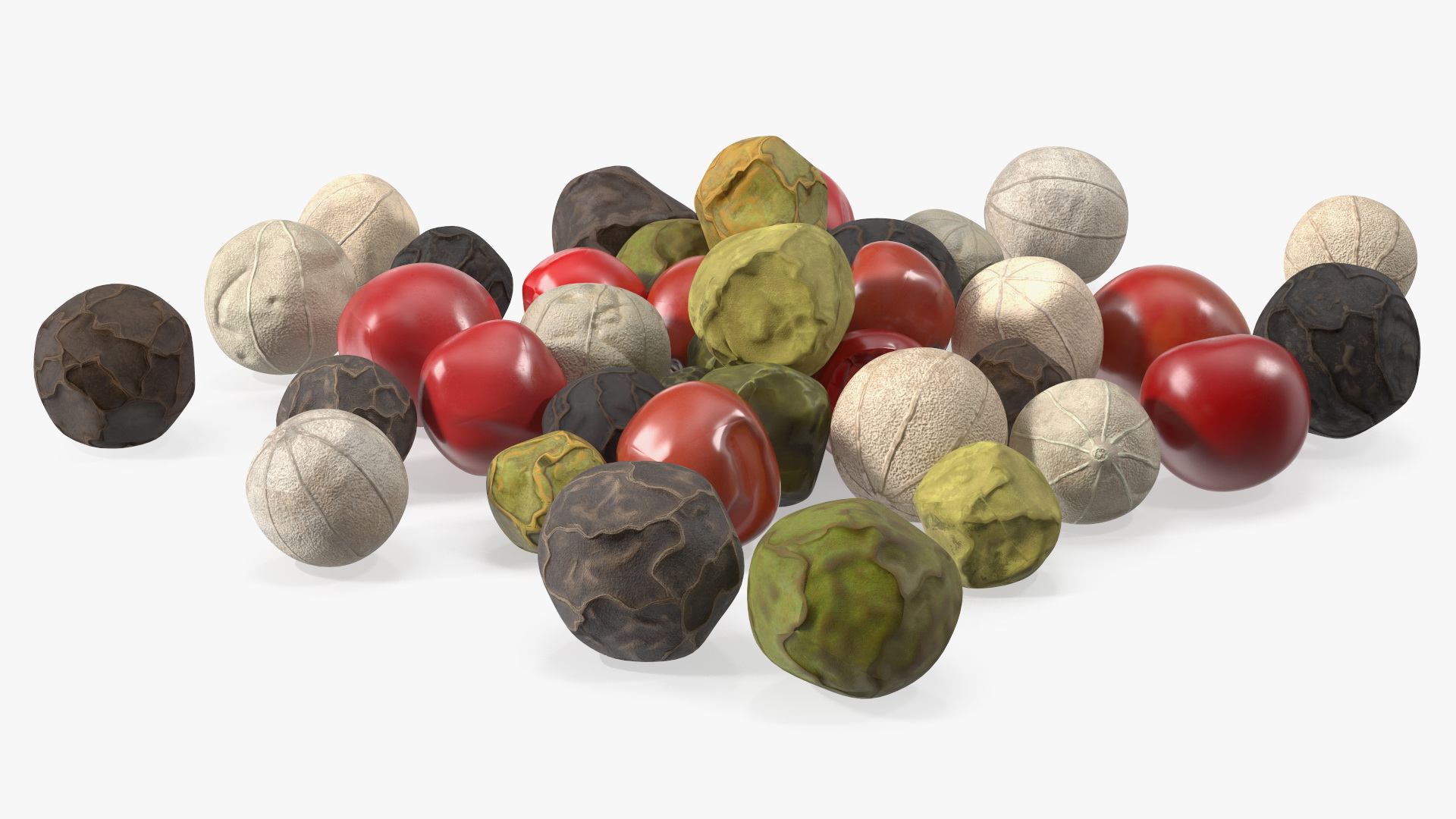 3D Dried Peppercorns Mix
