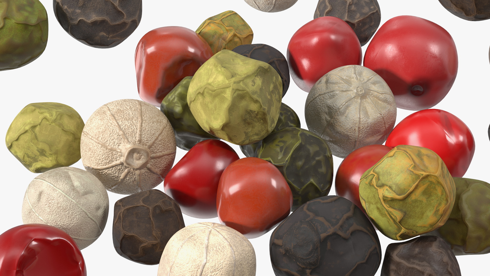 3D Dried Peppercorns Mix