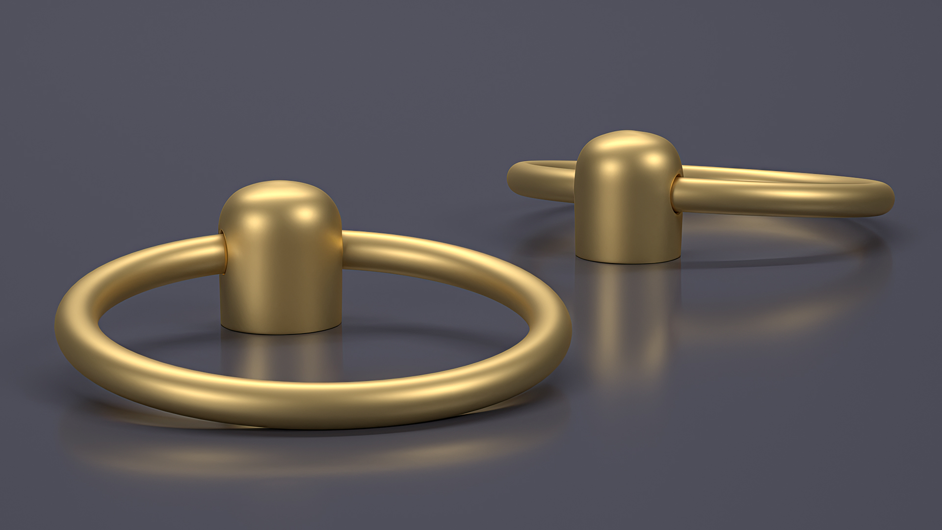 3D Door Handle Ring Gold