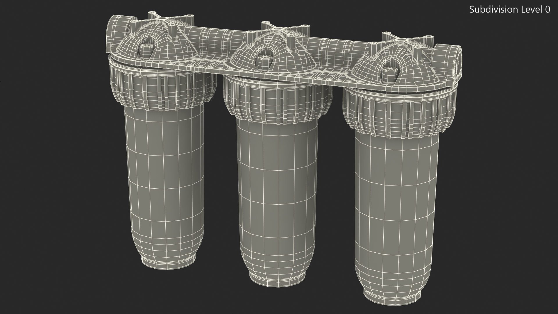 3D model Triple Stage Water Filter Housing Transparent