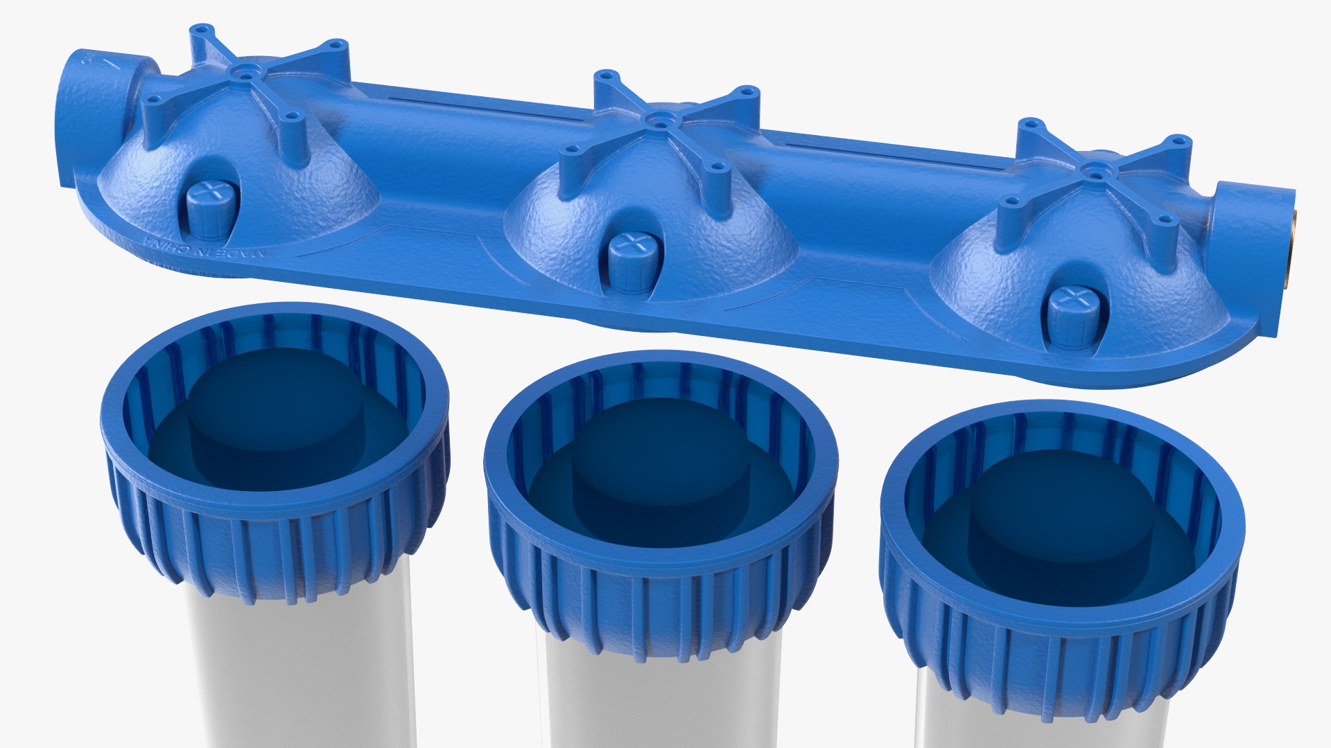 3D model Triple Stage Water Filter Housing Transparent