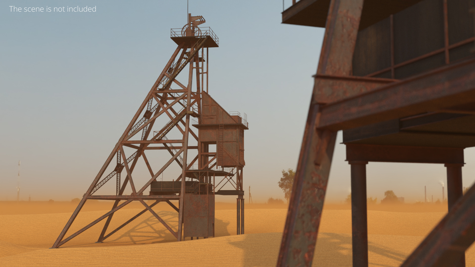 Rusty Mine Shaft Headframe Tower Simplified - view 3