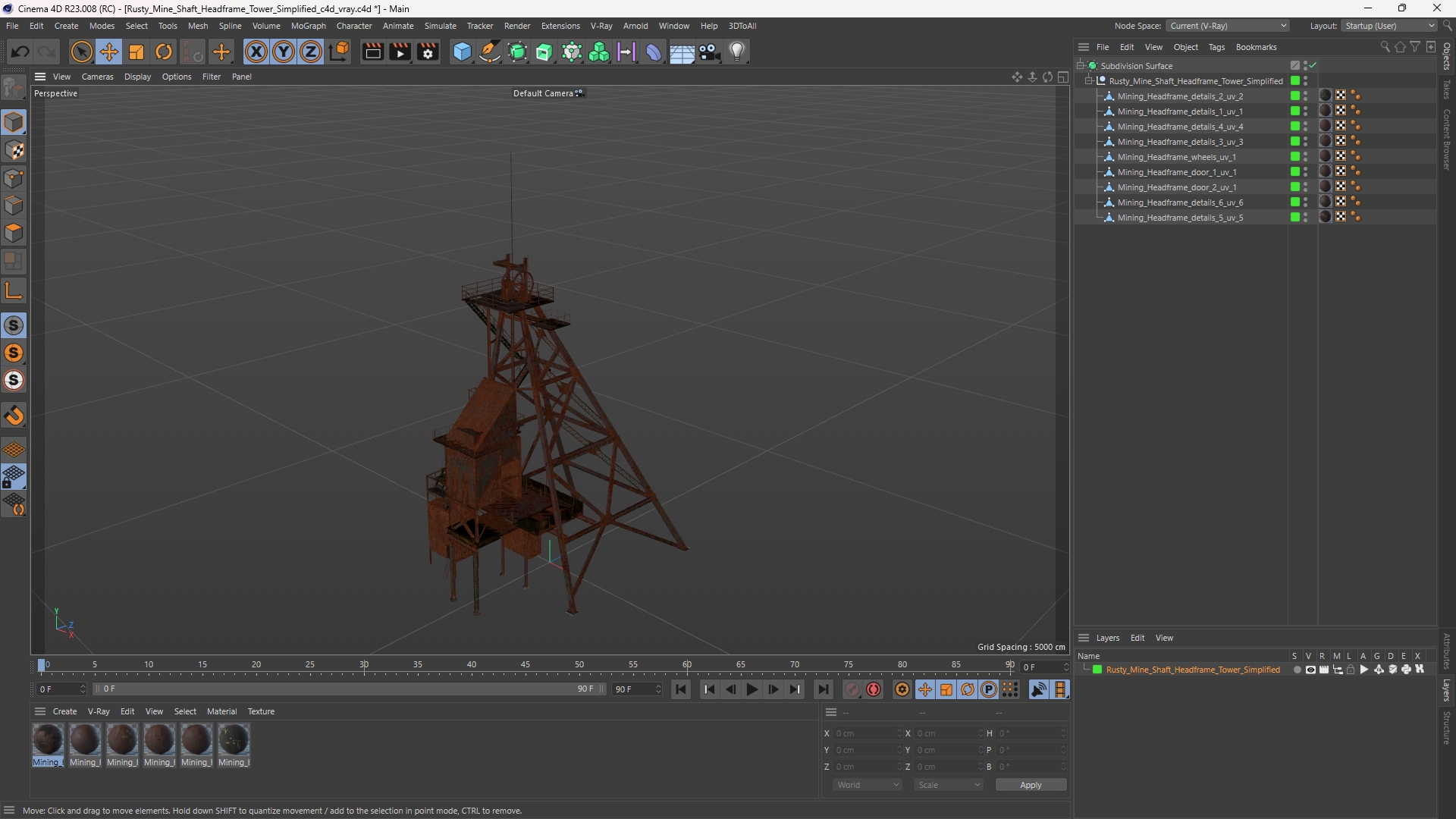Rusty Mine Shaft Headframe Tower Simplified - view 12