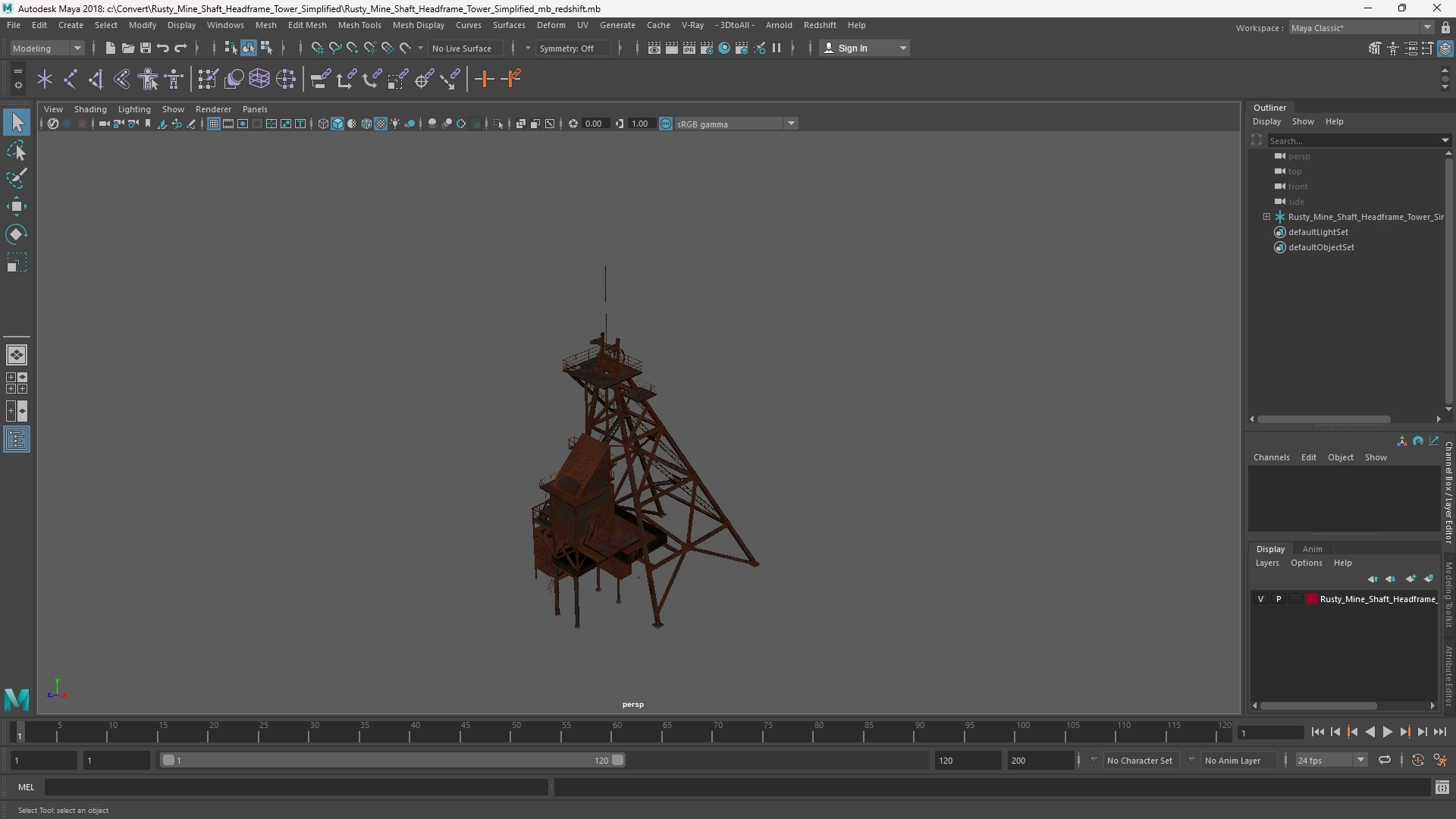 Rusty Mine Shaft Headframe Tower Simplified - view 11