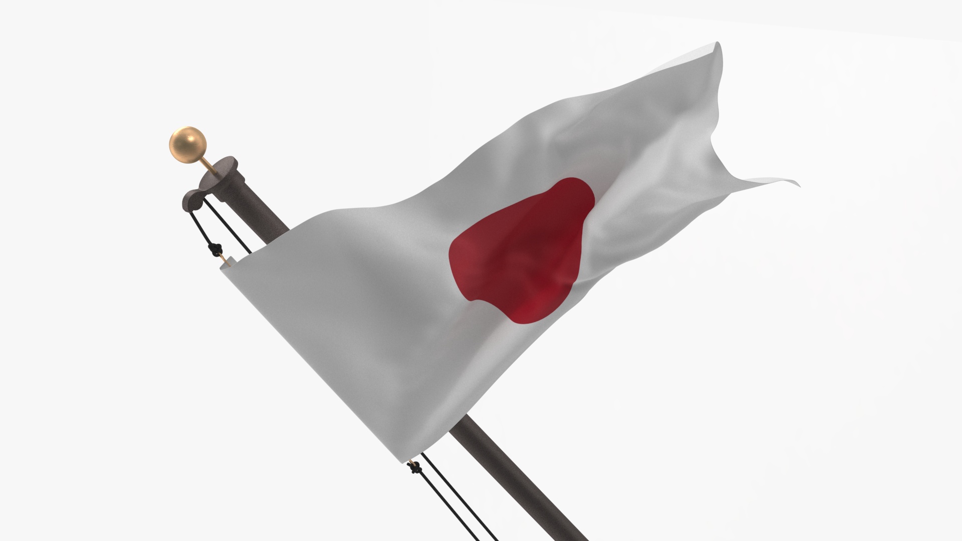 3D Japan Flag on Wall Pole model