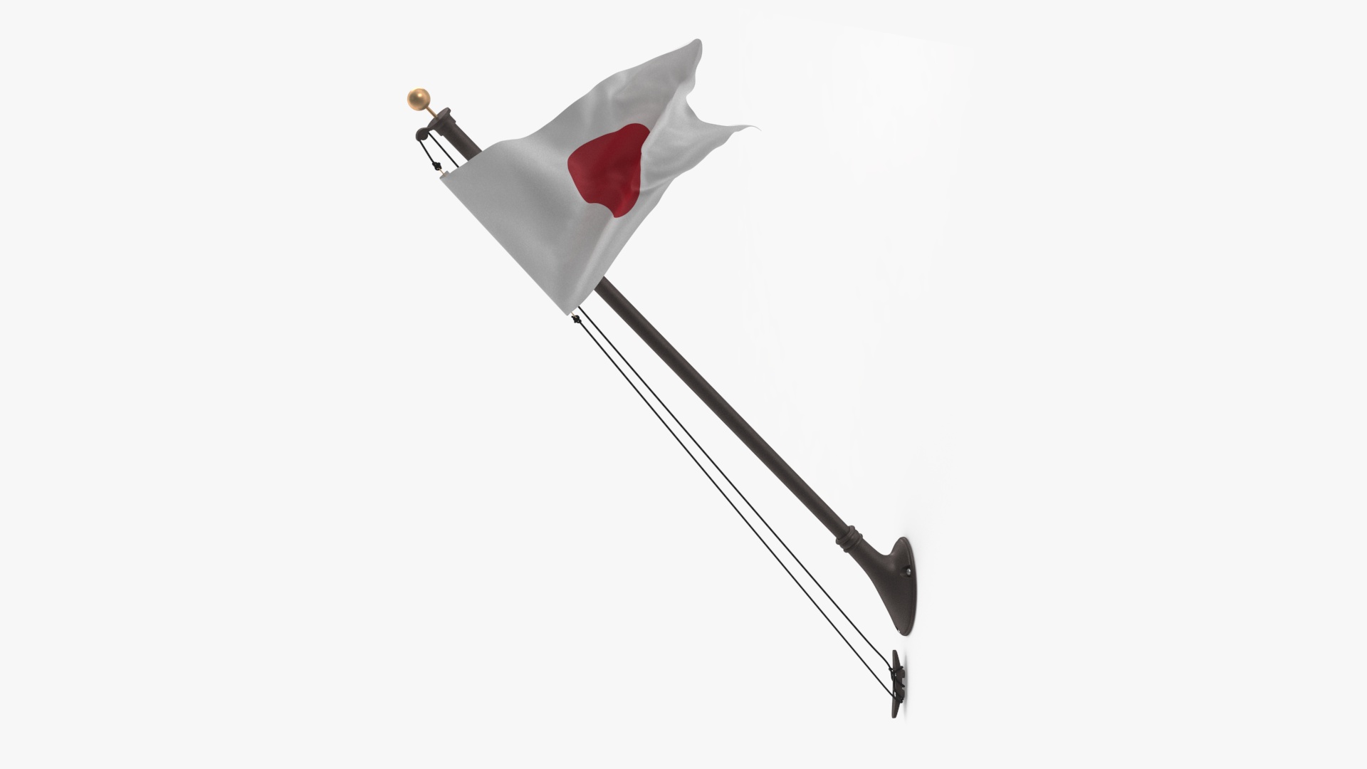 3D Japan Flag on Wall Pole model