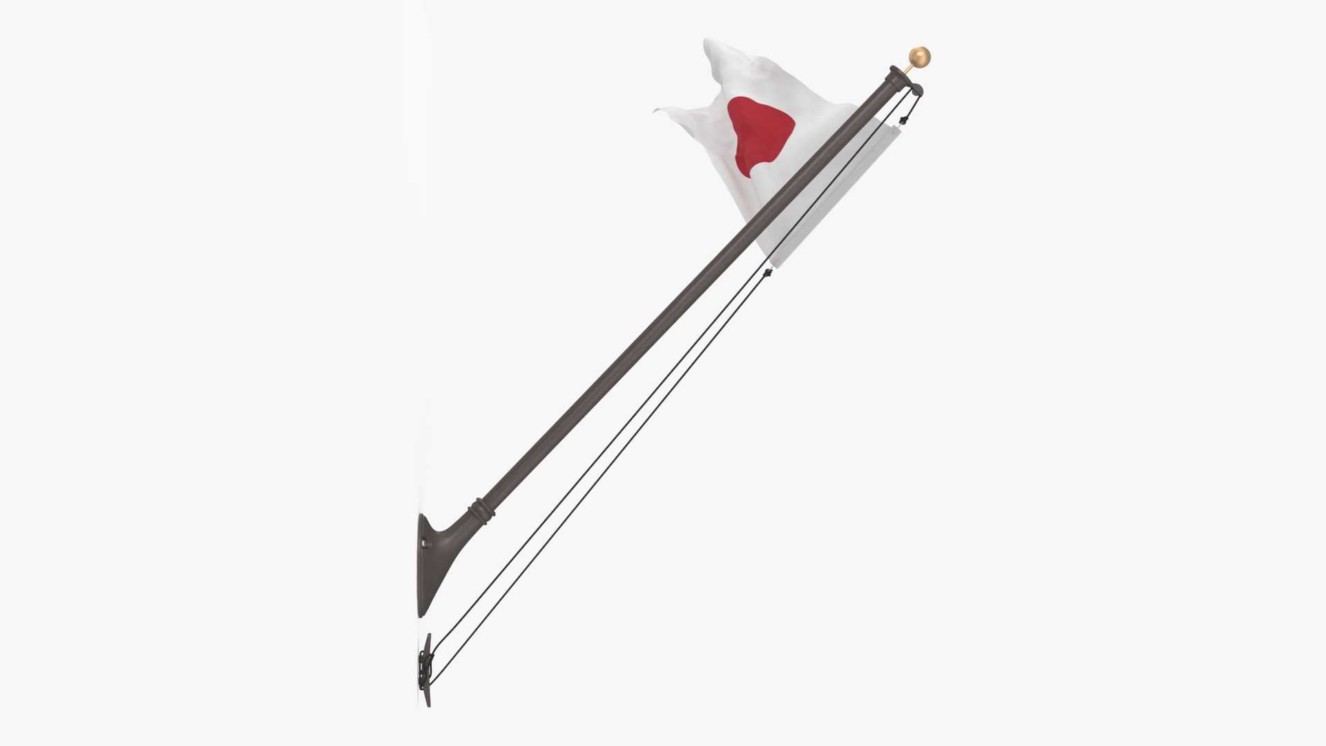 3D Japan Flag on Wall Pole model