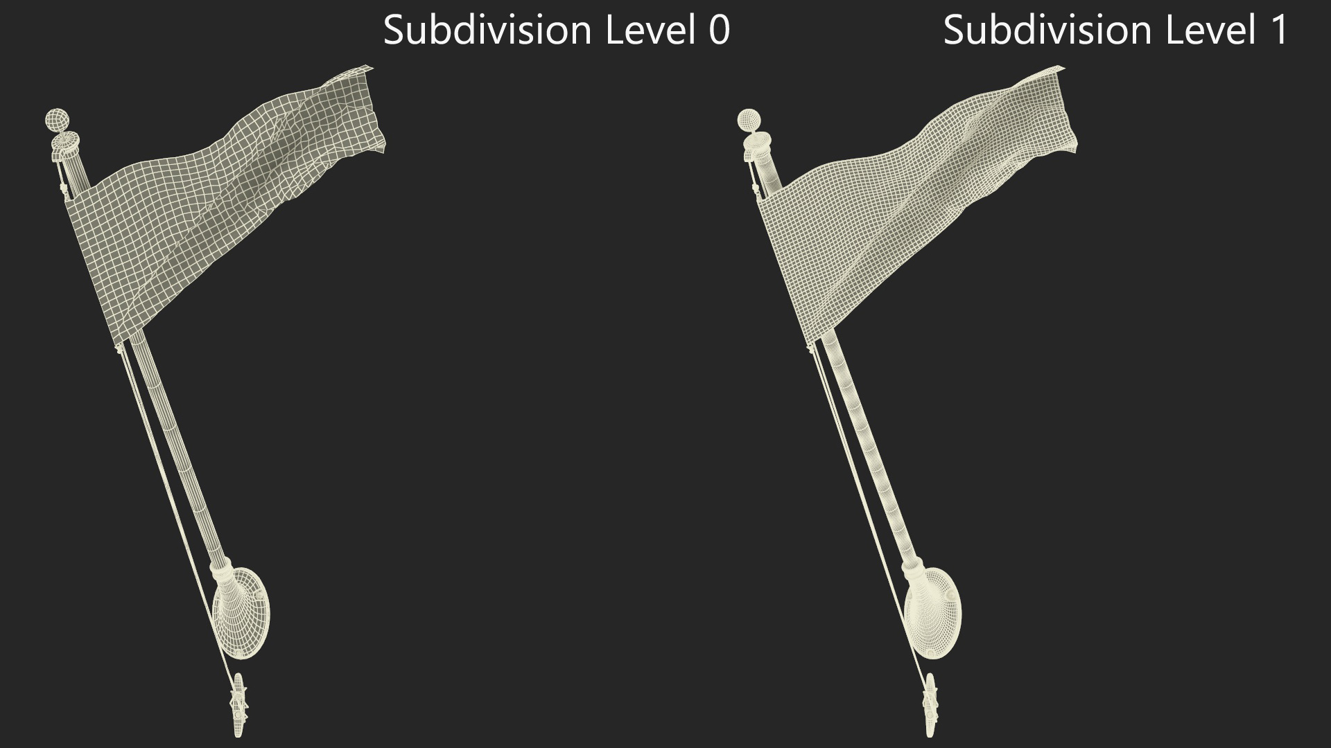 3D Japan Flag on Wall Pole model