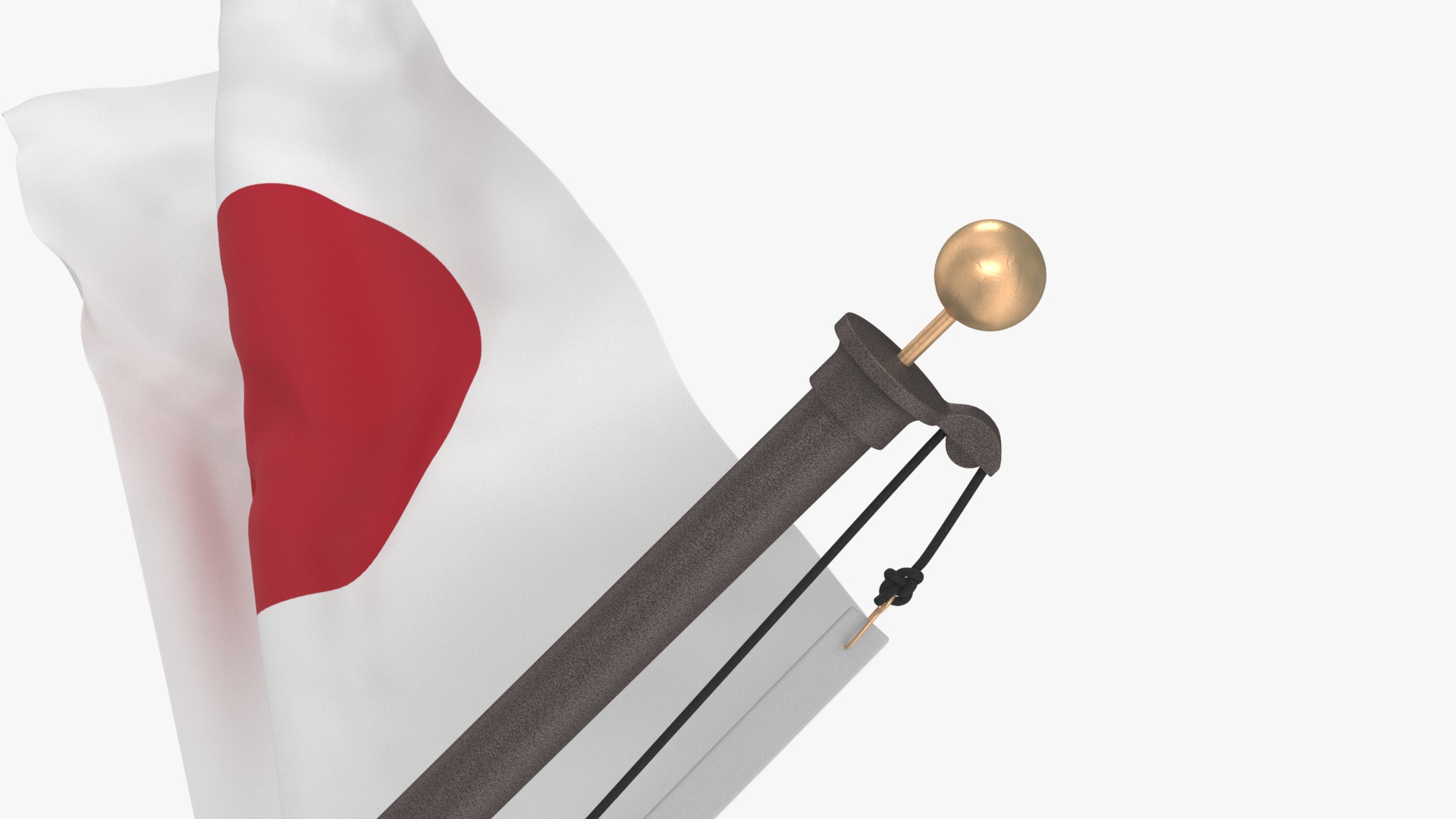 3D Japan Flag on Wall Pole model