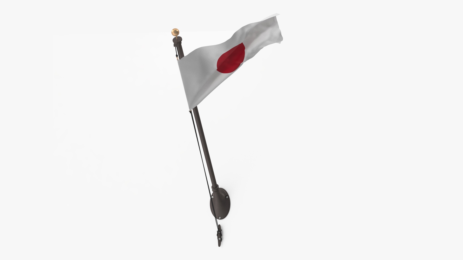 3D Japan Flag on Wall Pole model