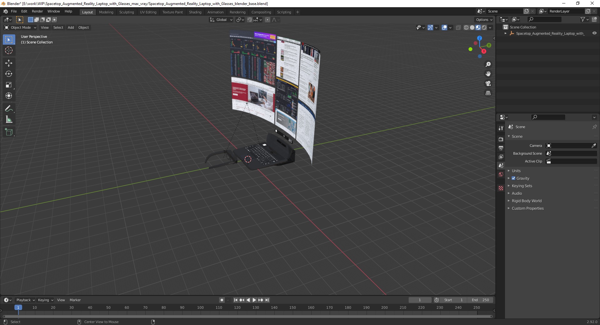 3D Spacetop Augmented Reality Laptop with Glasses