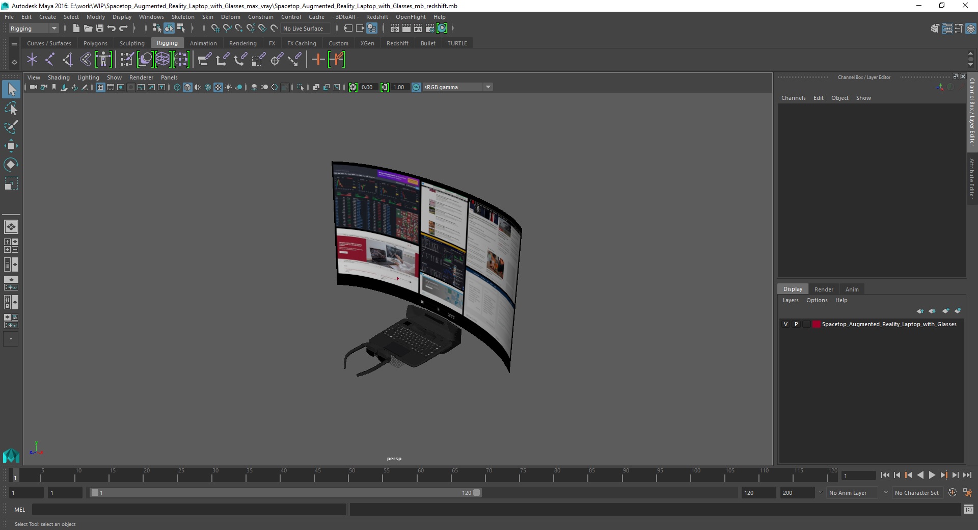 3D Spacetop Augmented Reality Laptop with Glasses