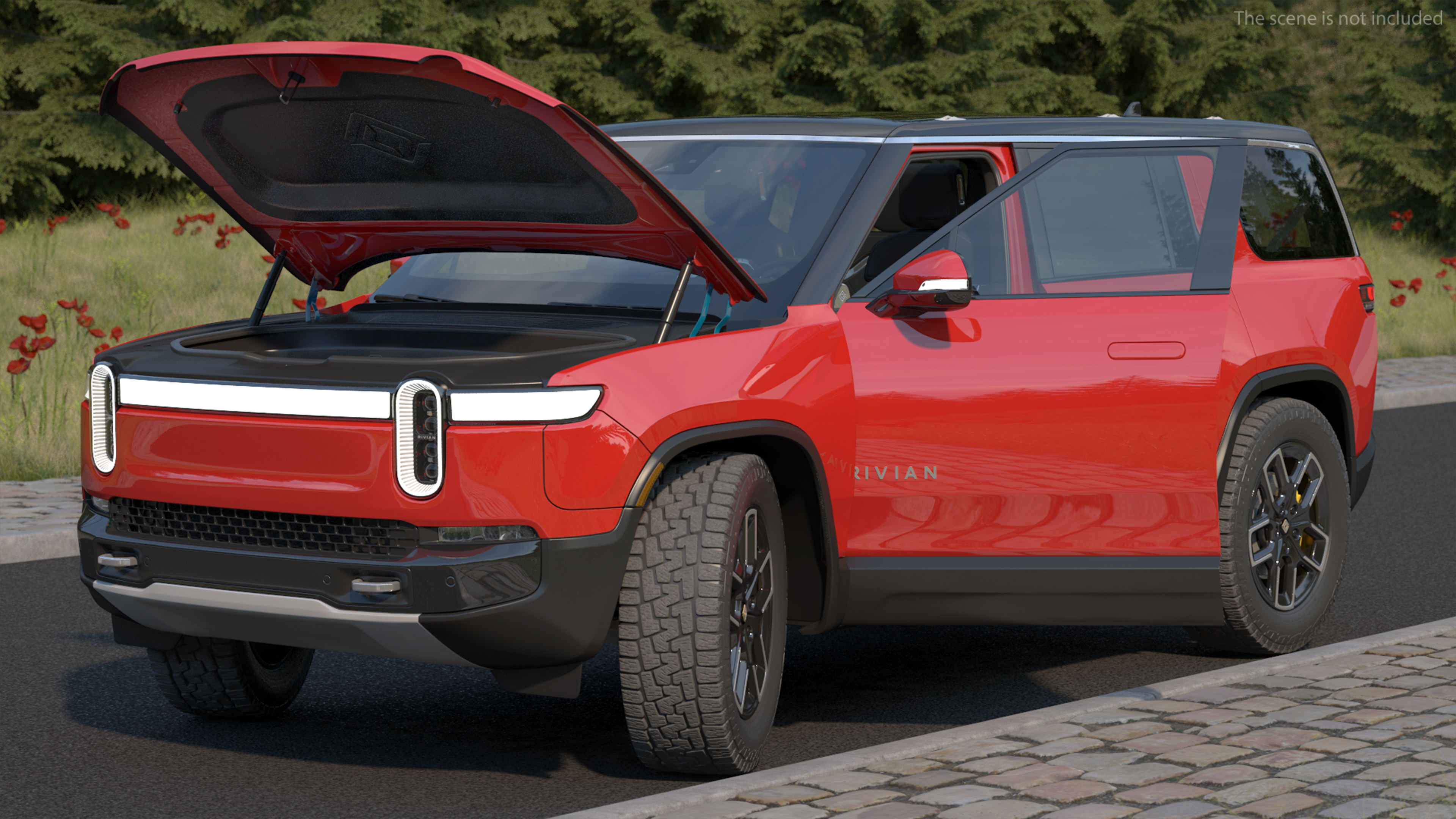 3D model 2023 Rivian R1S SUV Red Rigged
