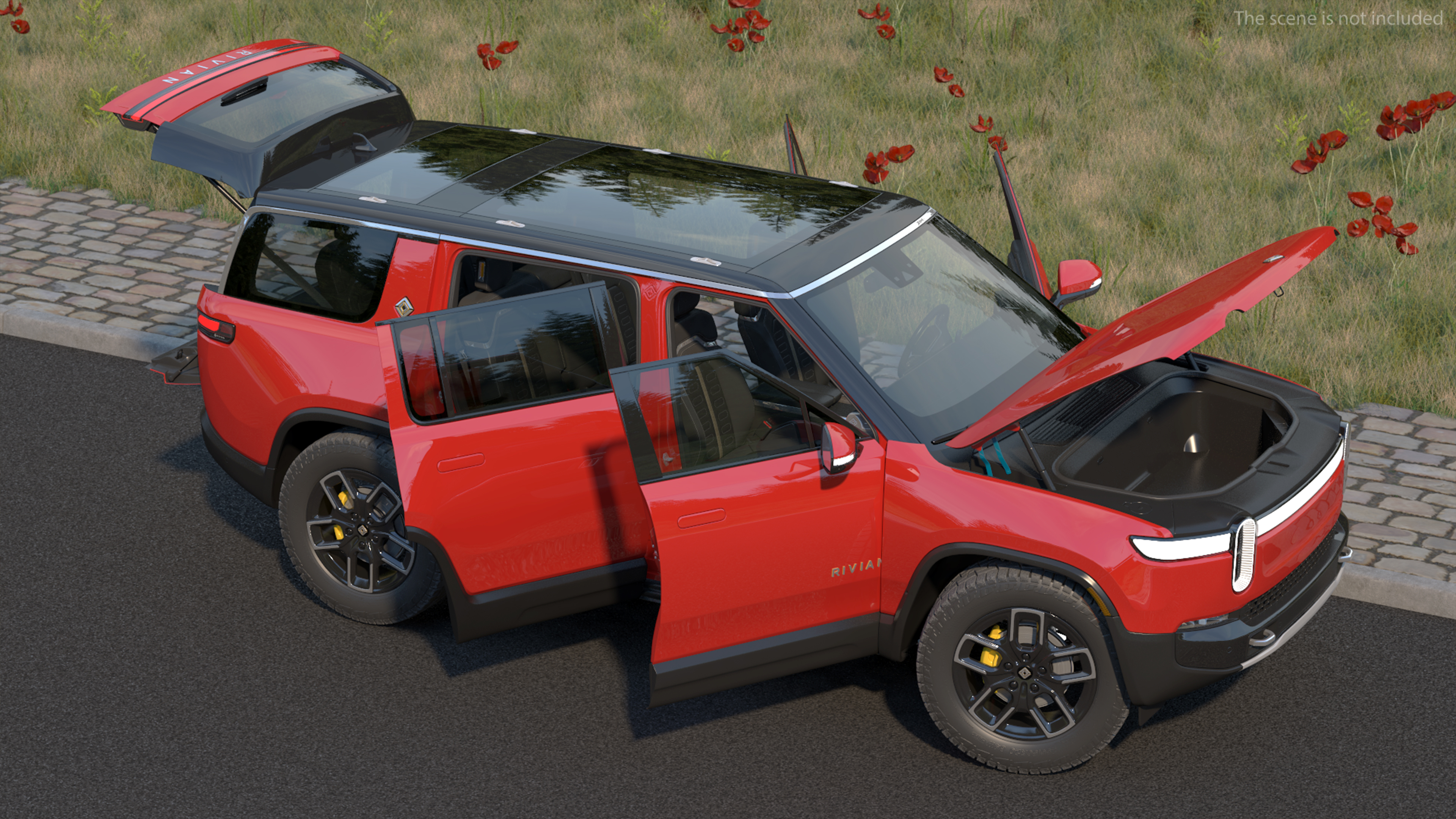 3D model 2023 Rivian R1S SUV Red Rigged